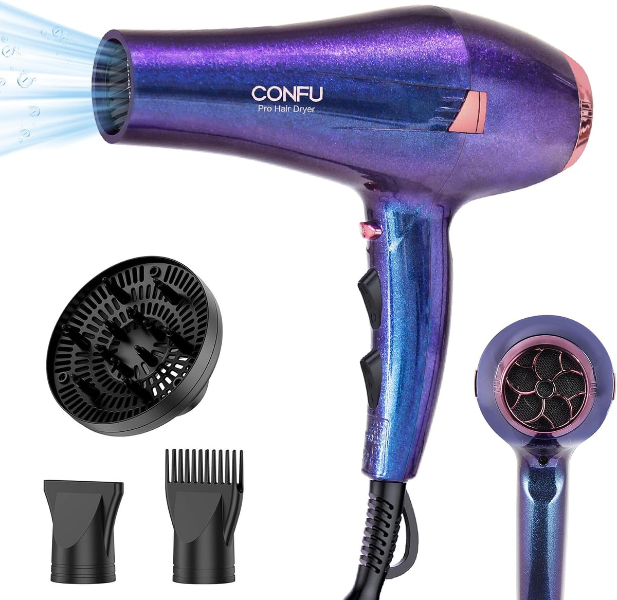 CONFU Secador de pelo profesional, secador iónico profesional con d...