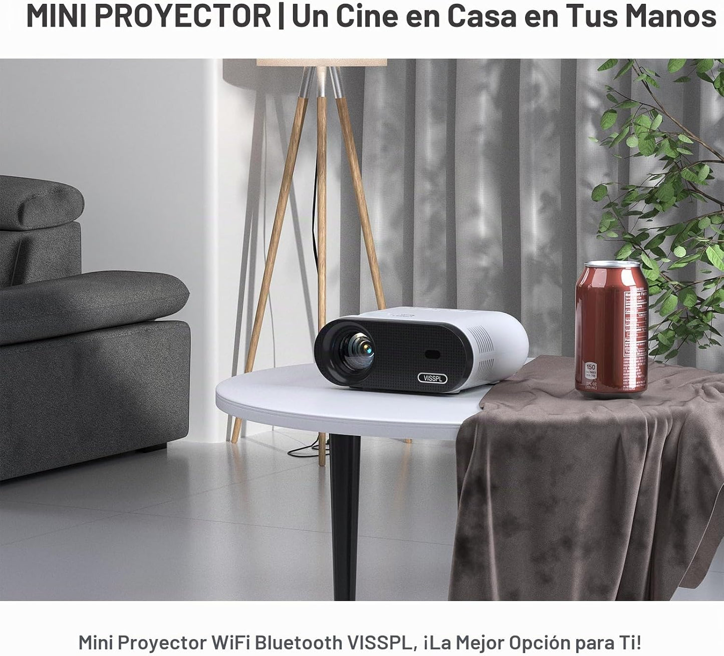 Mini proyector con WiFi y Bluetooth, proyector VISSPL FHD 1080P, pr...