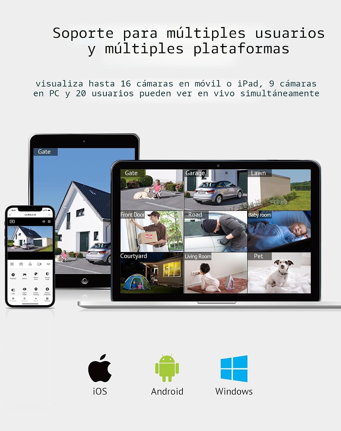 LaView Cámara de seguridad con bombilla de 4MP 2.4GHz, cámaras de s...