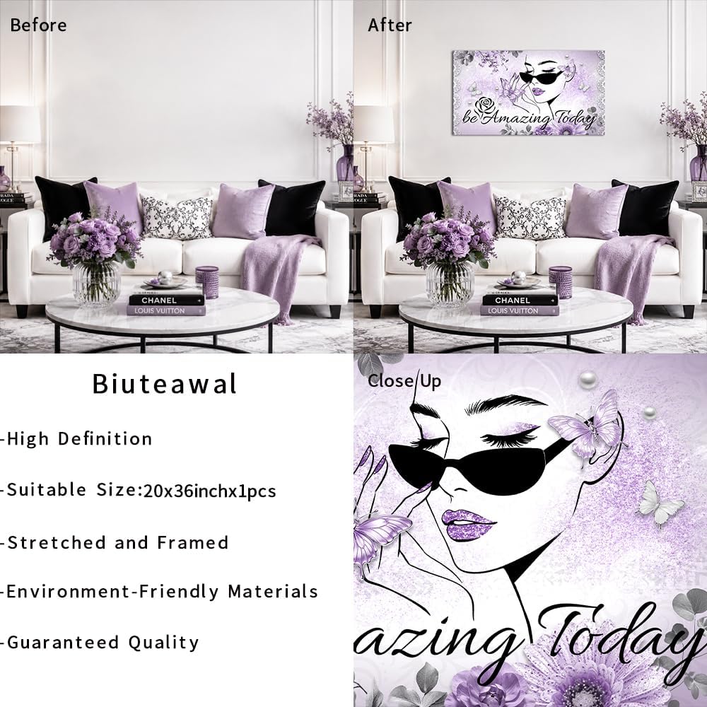 Biuteawal Arte de pared de moda para mujer, citas inspiradoras, imp...