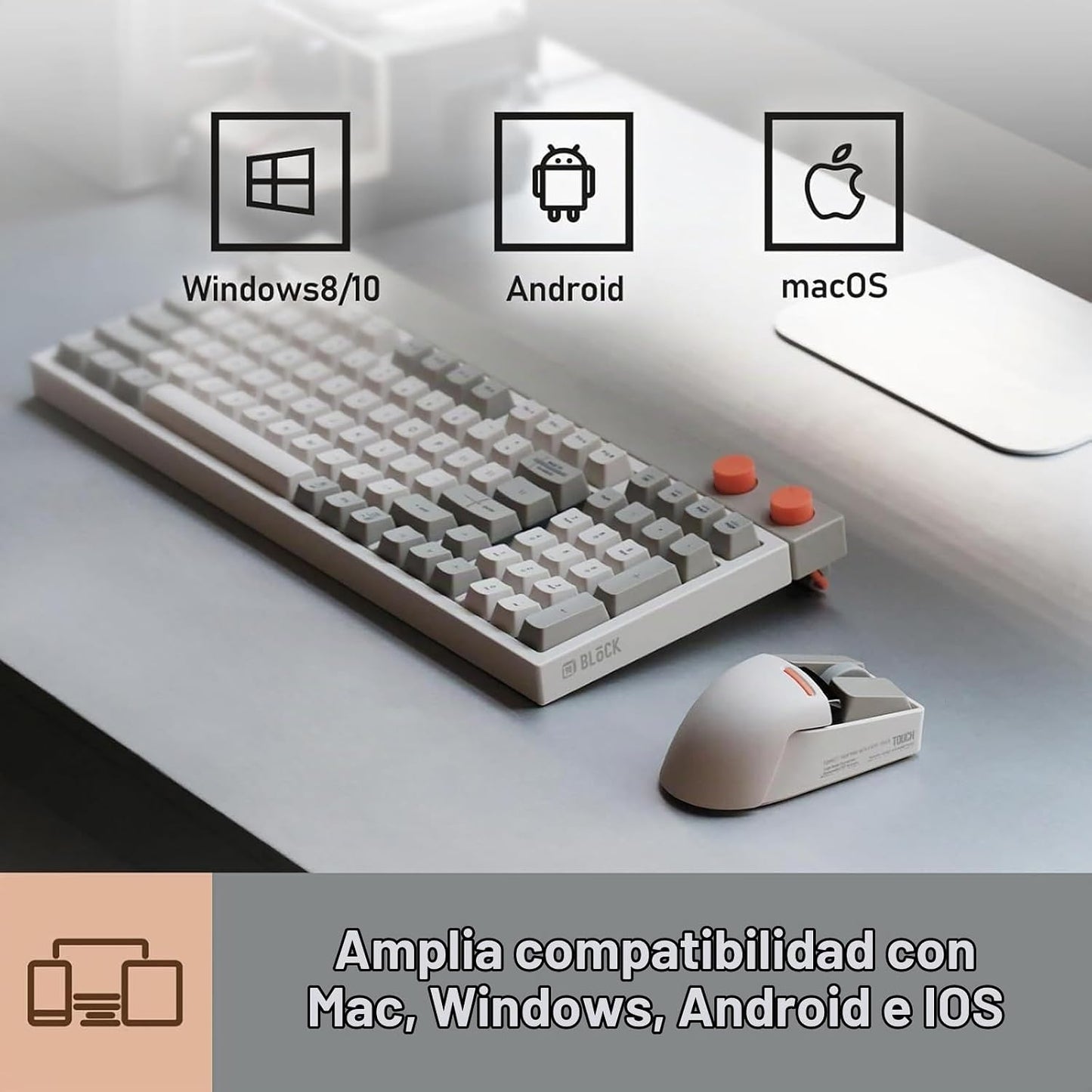 LOFREE Touch PBT - Ratón inalámbrico con receptor USB, Bluetooth, c...