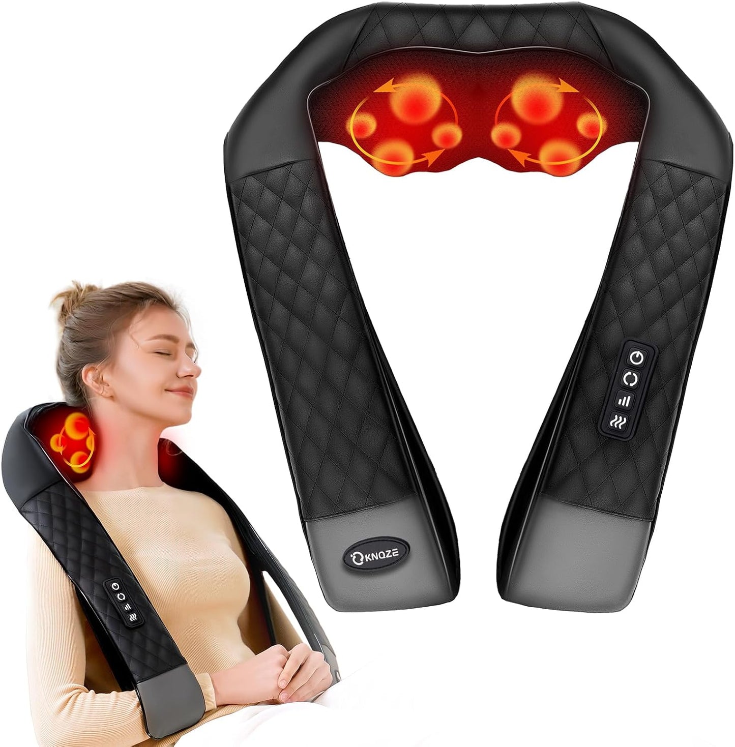 Masajeador de cuello con calor, masajeador de cuello para aliviar e...