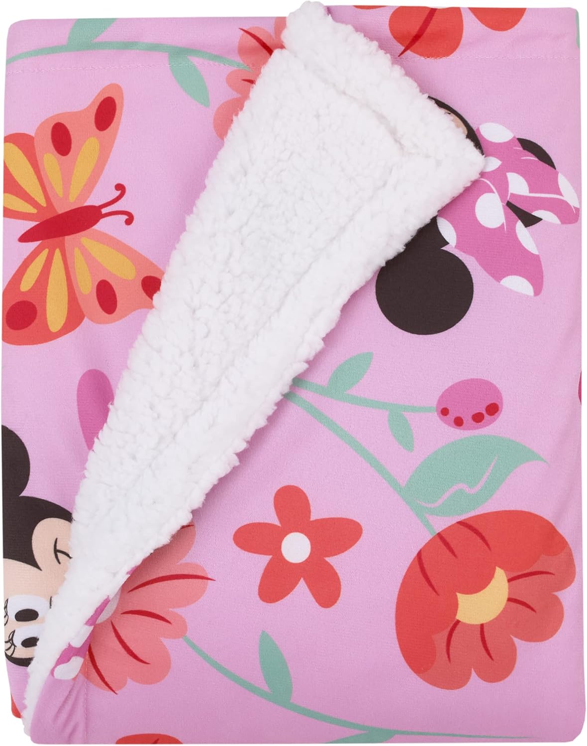 NoJo Disney Minnie Mouse Springtime Flowers - Manta de bebé sherpa...