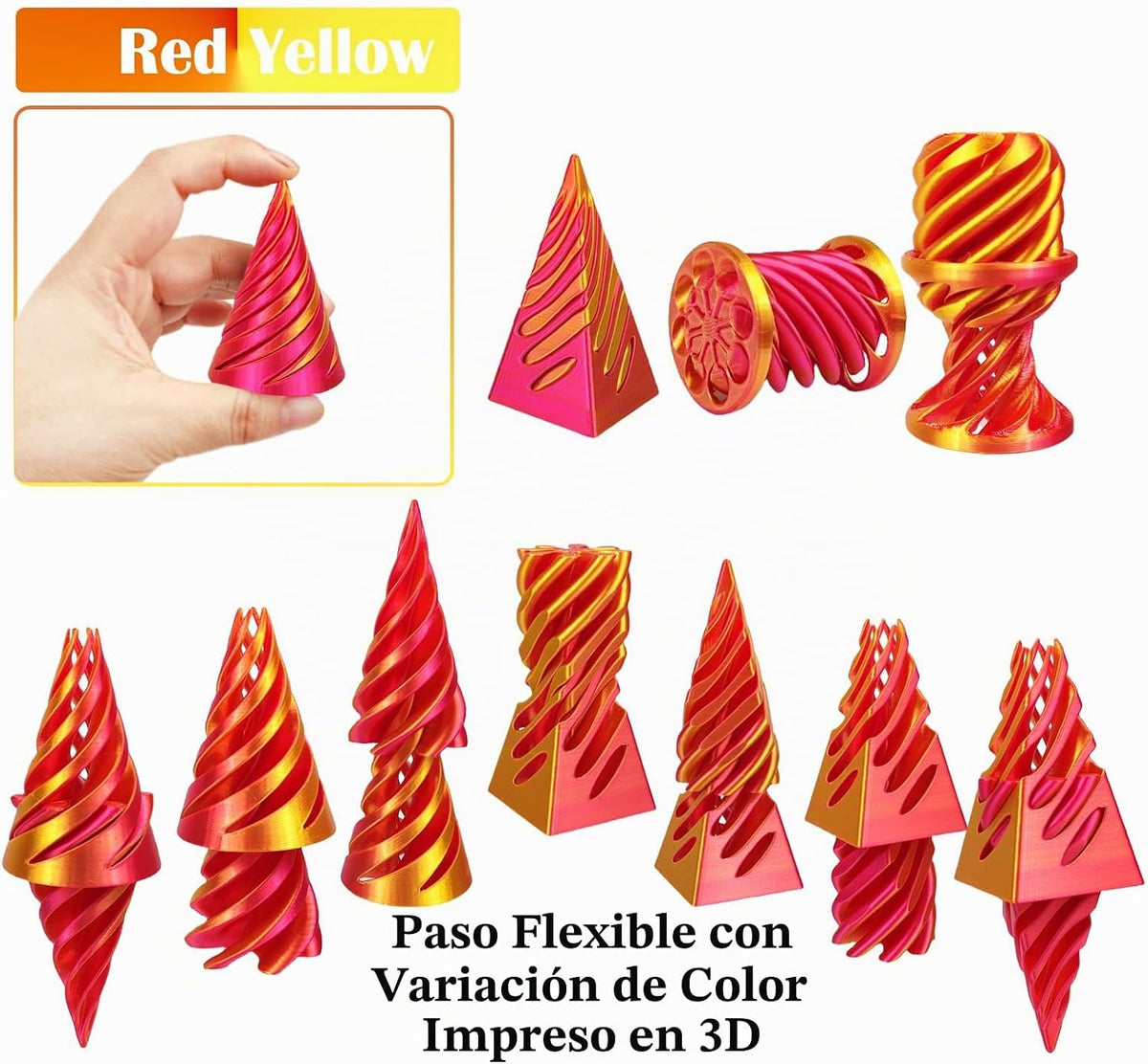 3 piezas 3D impreso pirámide imposible passthrough escultura, cono...