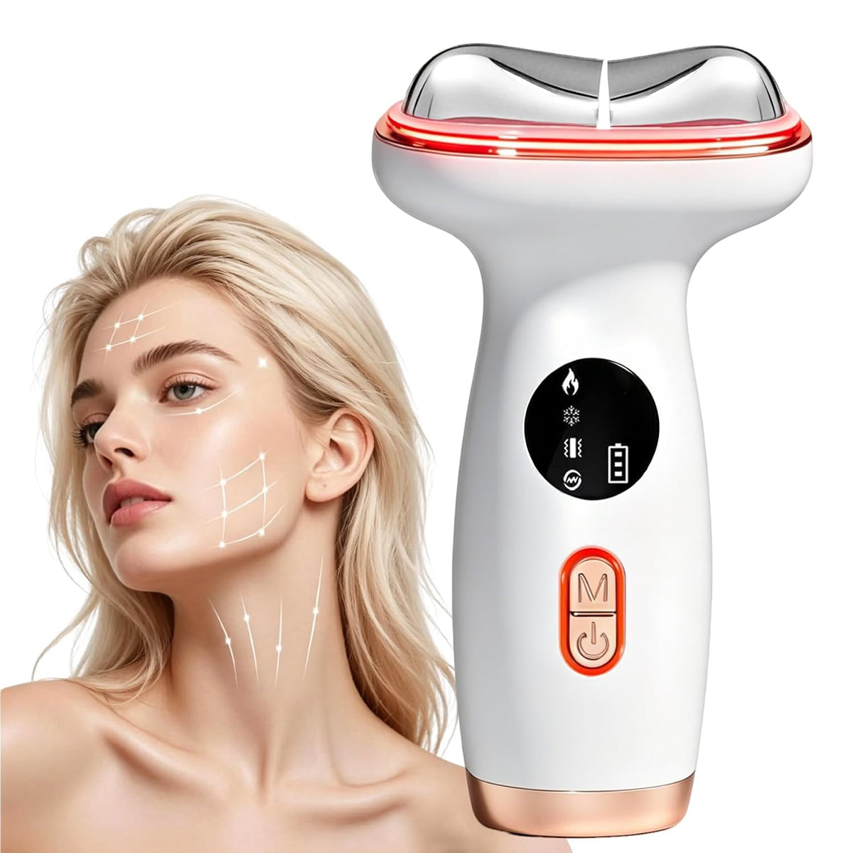 YueLi Dispositivo facial de microcorriente con luz roja, masajeador...