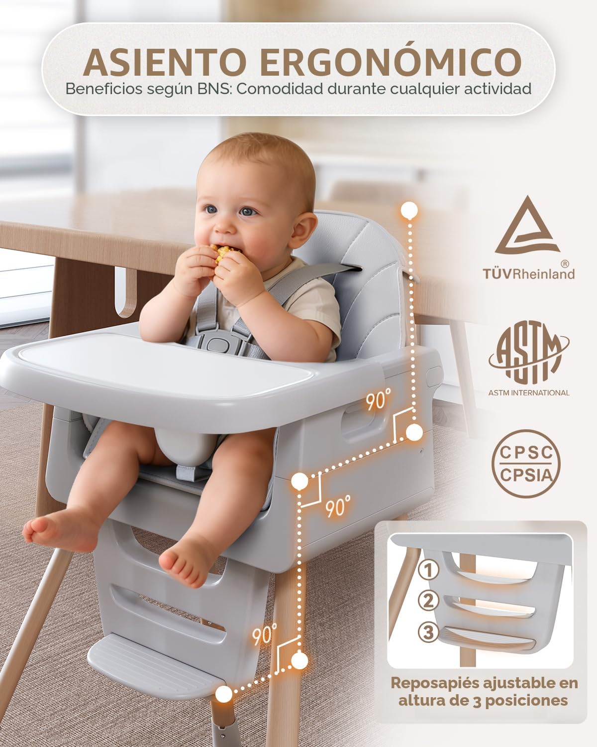 EverKiddo Silla alta para bebé a partir de 6 meses, sillas altas pl...
