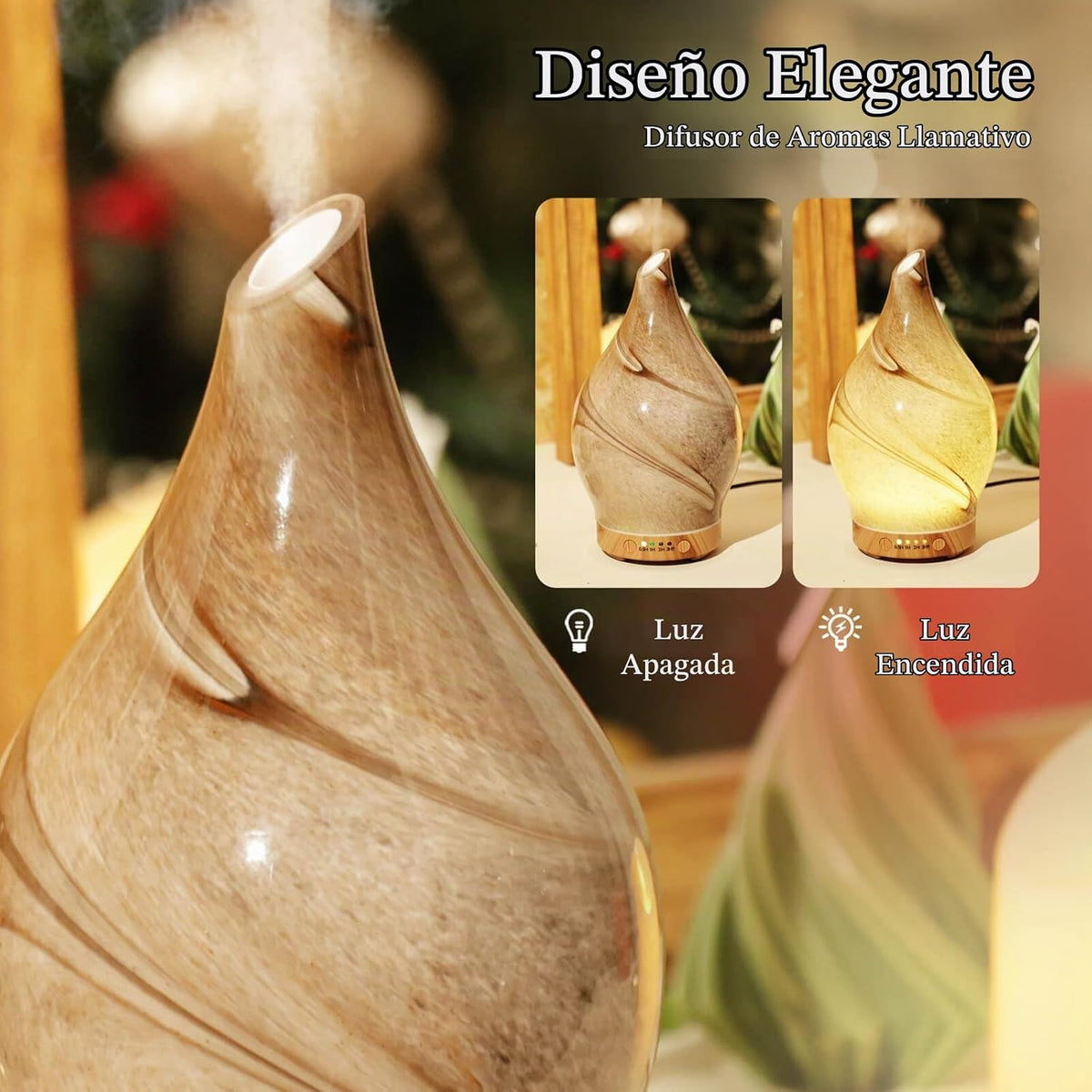 Porseme Difusor de Aceite Esencial de 150ml (5.07 fl oz) de Vidrio...