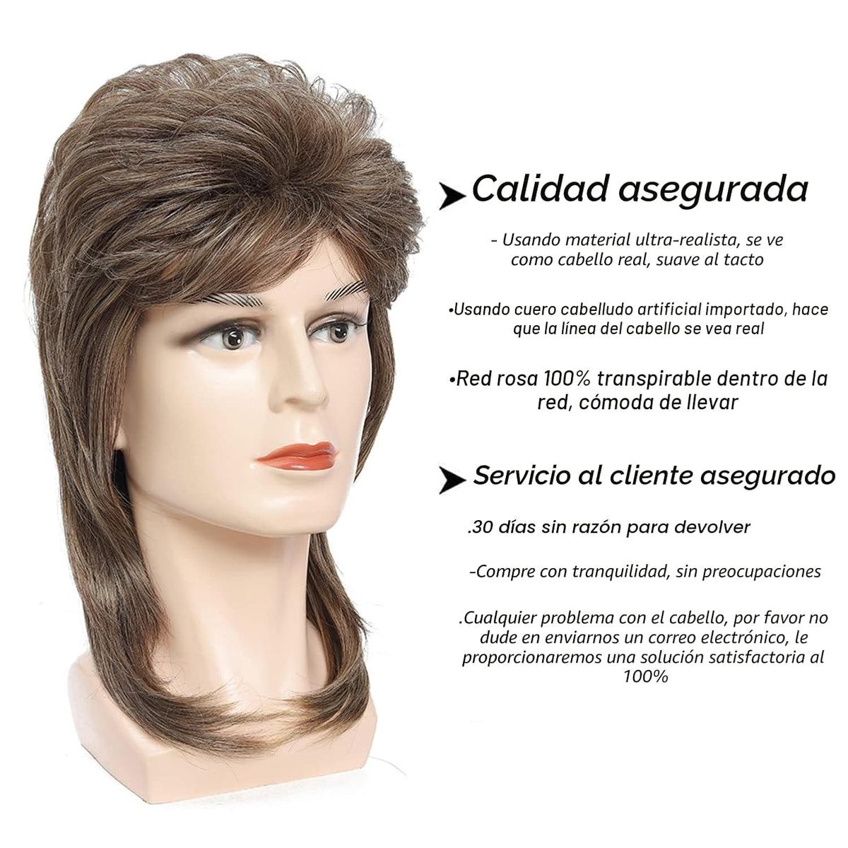 Traqur Pelucas Mullet para hombre, peluca de Joe Dirt Emo de los añ...