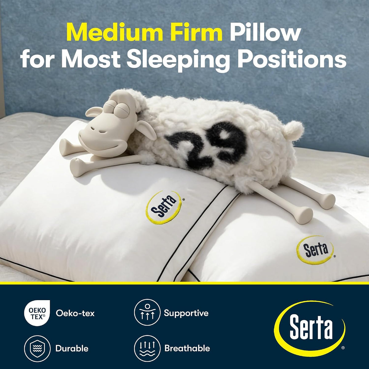 Serta Juego de 2 almohadas para cama de hotel, tamaño Queen, tamaño...
