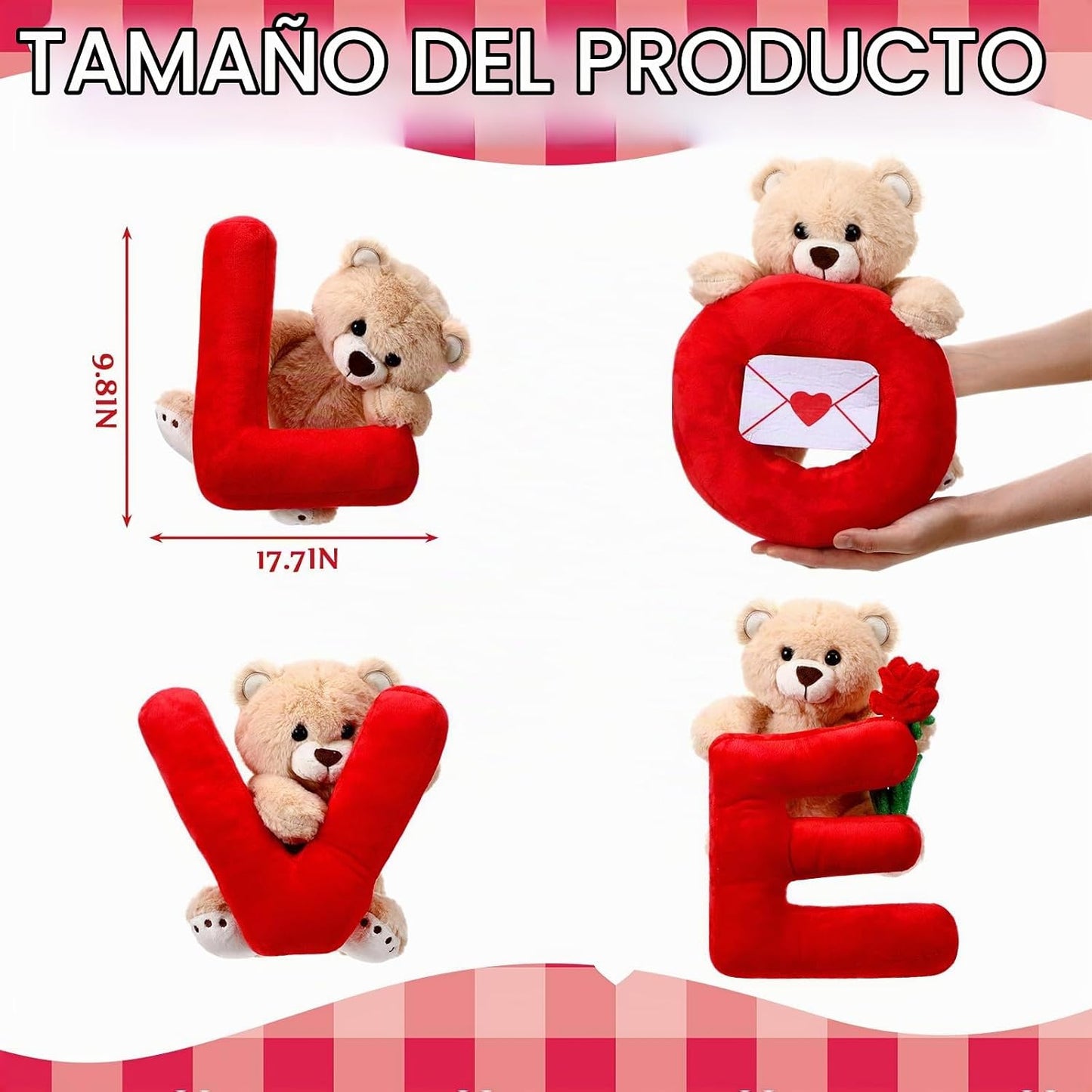 Jenaai 4 piezas de regalo de oso de peluche de San Valentín de 10 p...