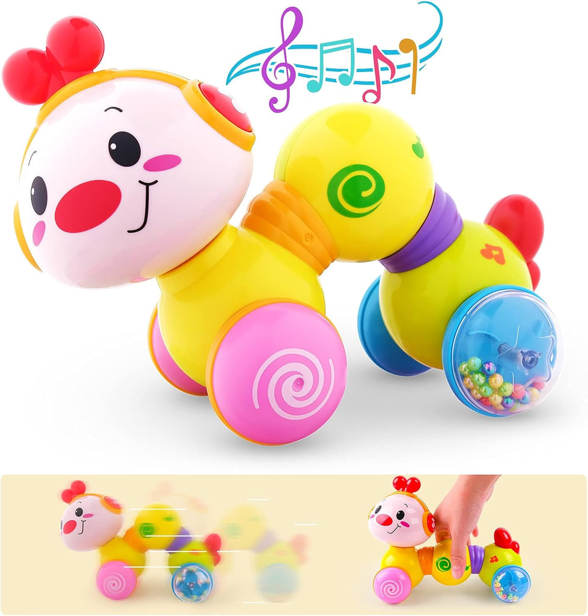 Vanmor - Juguetes para bebés de 6 a 12 meses, oruga musical Press &...