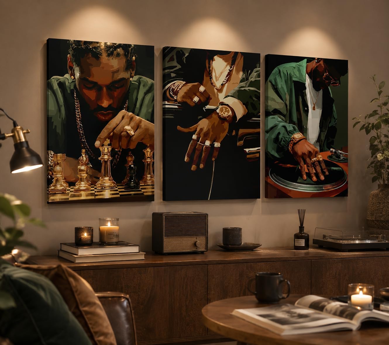 3 piezas de arte de pared en lienzo de mujer negra, pintura de rein...