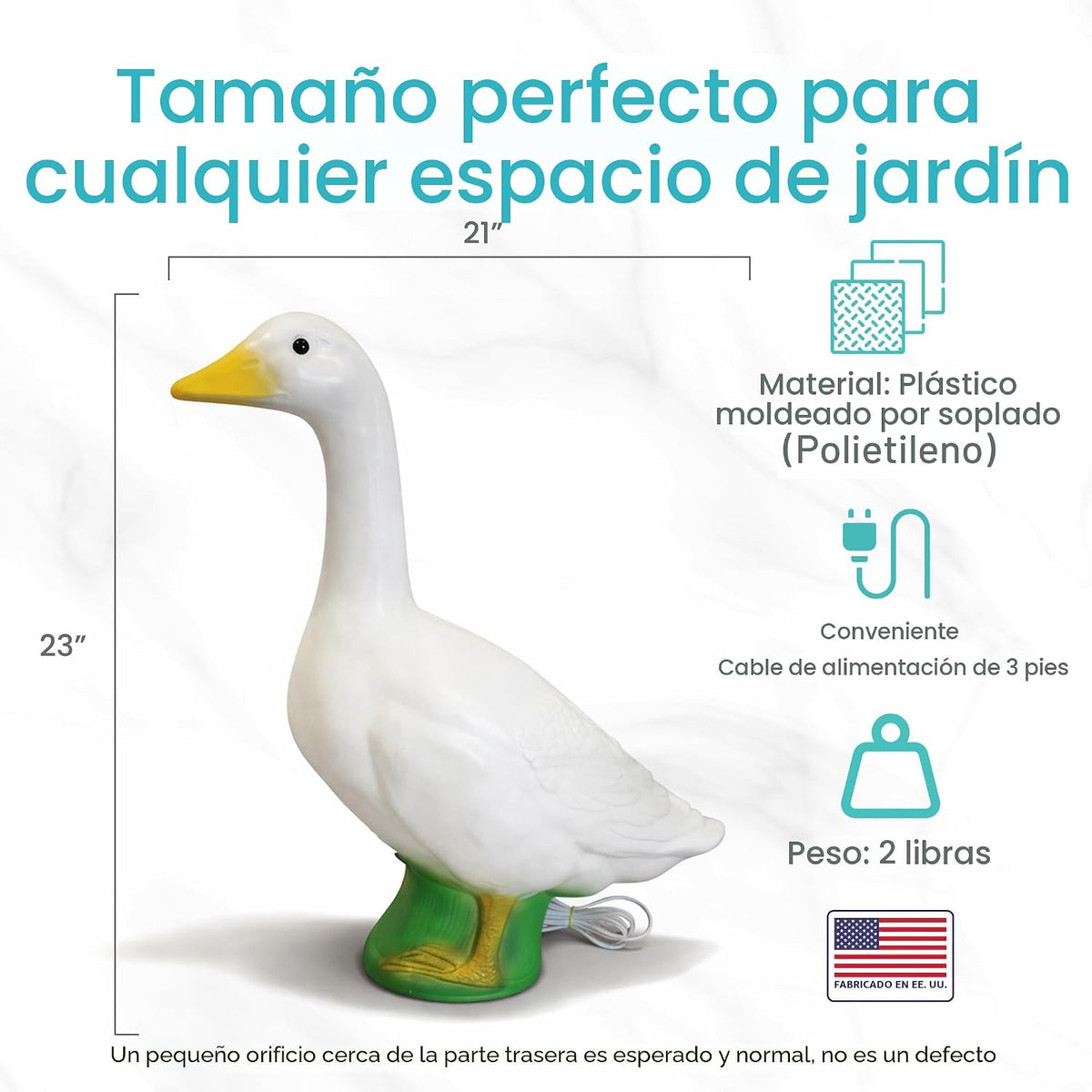Union Products - Estatua de jardín y césped de ganso iluminado, 23...