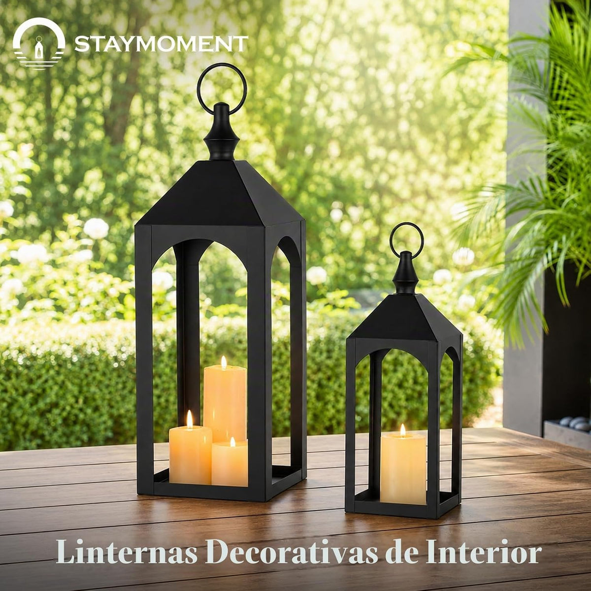 Staymoment Farol de metal negro para exteriores de 17 y 11 pulgadas...