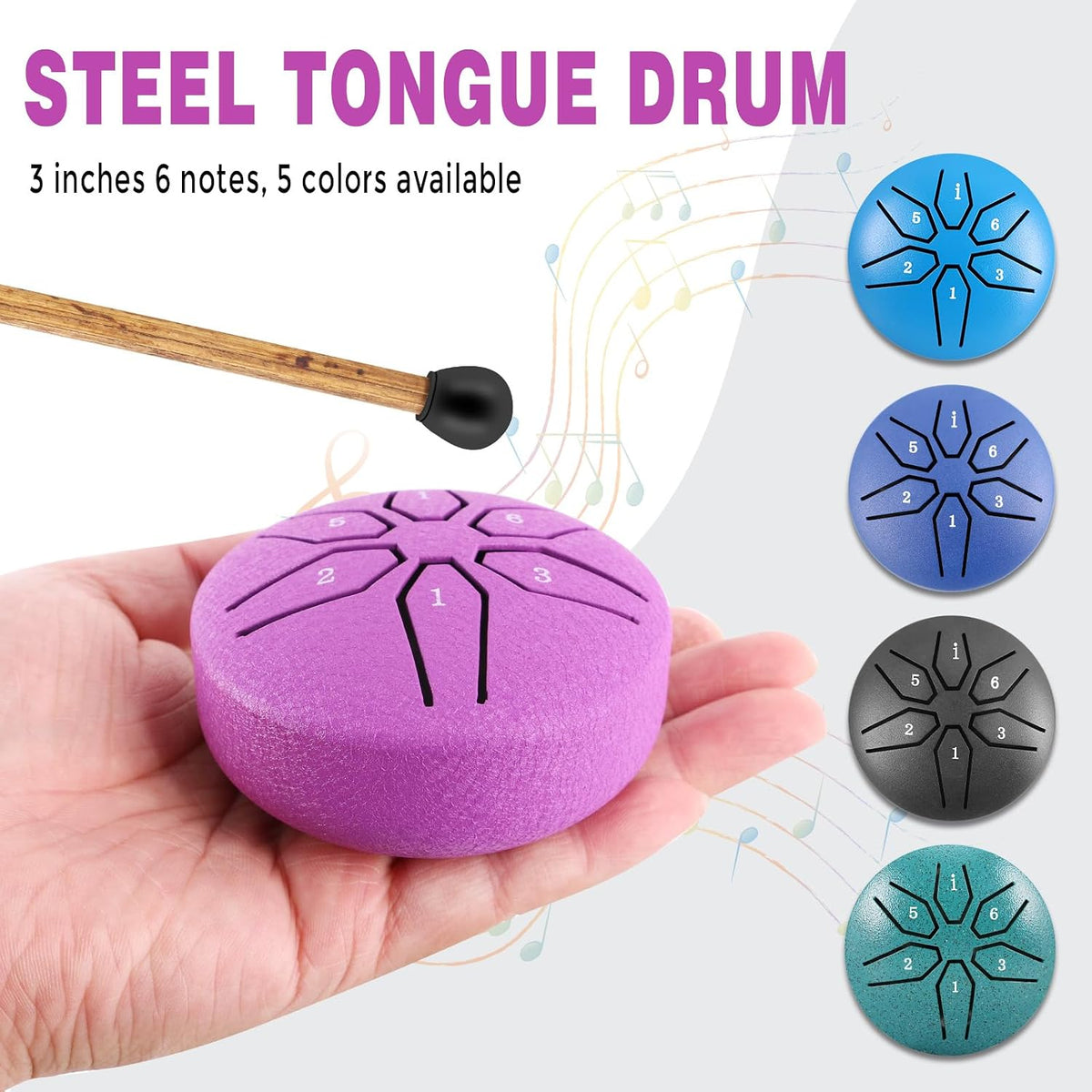 EASTROCK Mini Tambor de Lengua de Acero para Niños de 3 Pulgadas, 6...