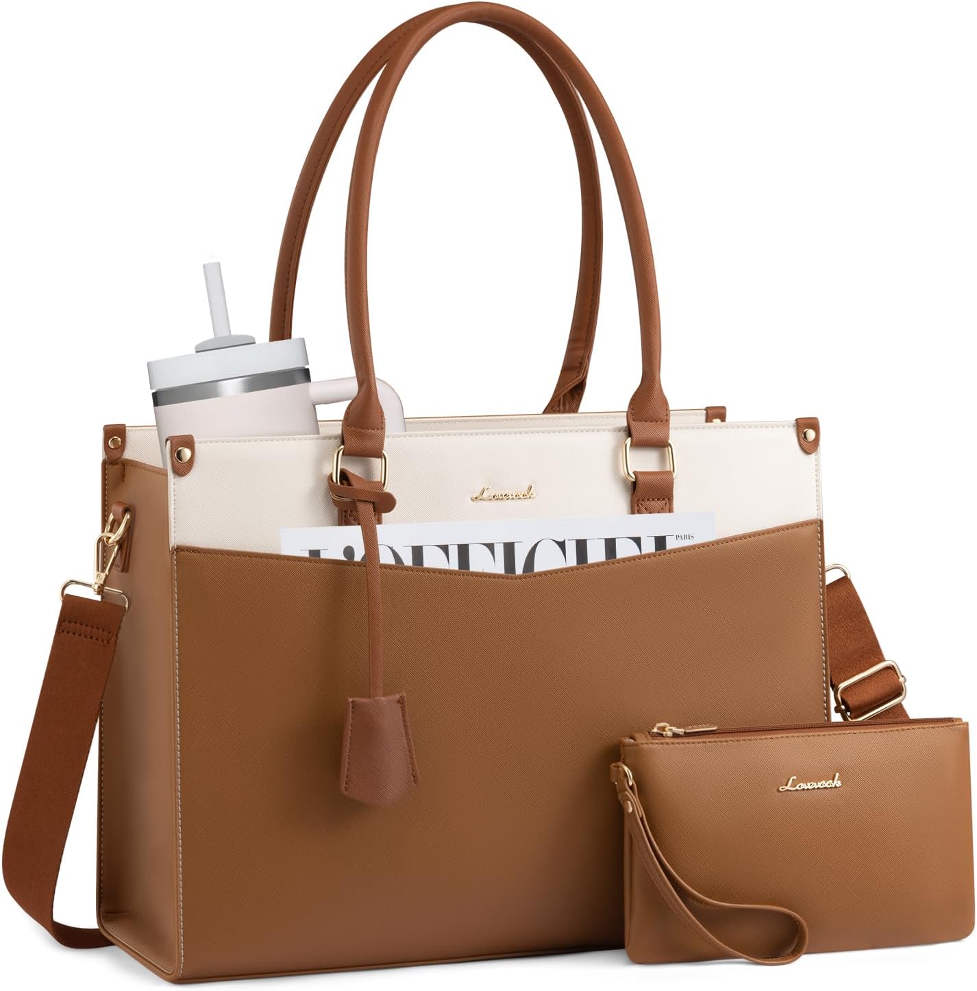 LOVEVOOK Bolsa para laptop para mujer, bolso 2 en 1 con embrague y...