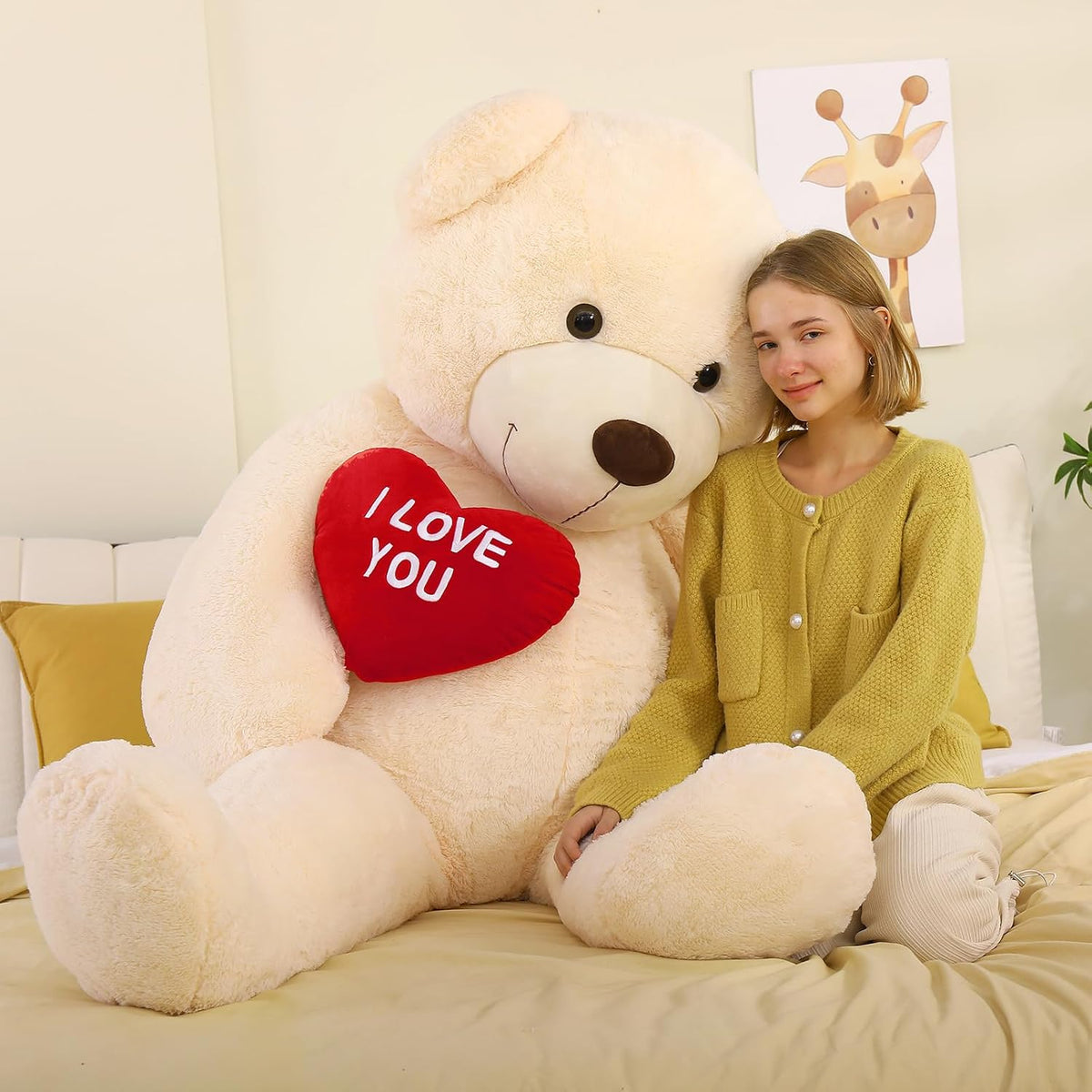 BENINY Oso de peluche gigante de corazón rojo de 6 pies, oso de pel...