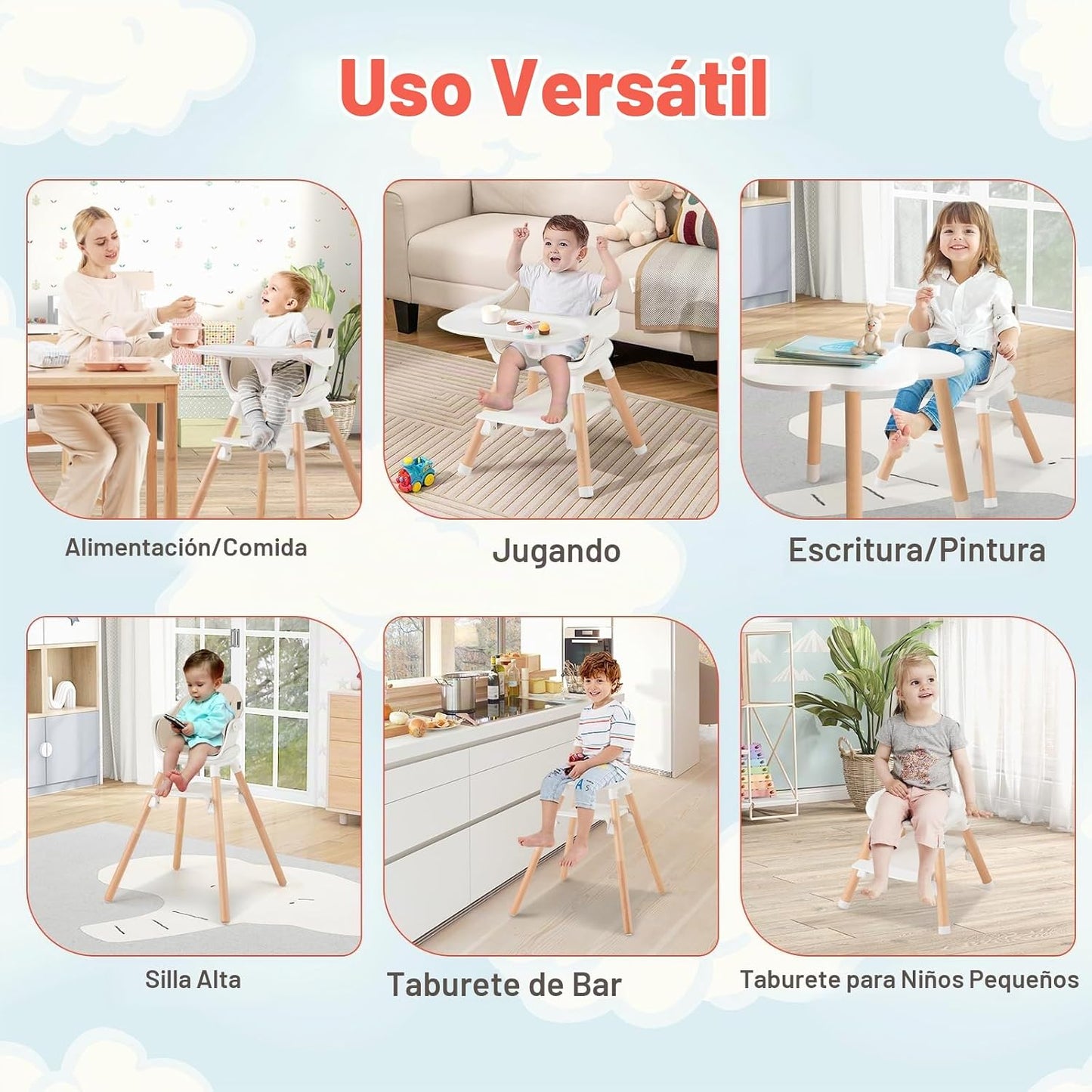 HONEY JOY Silla alta para bebé, silla alta convertible 6 en 1 de ma...