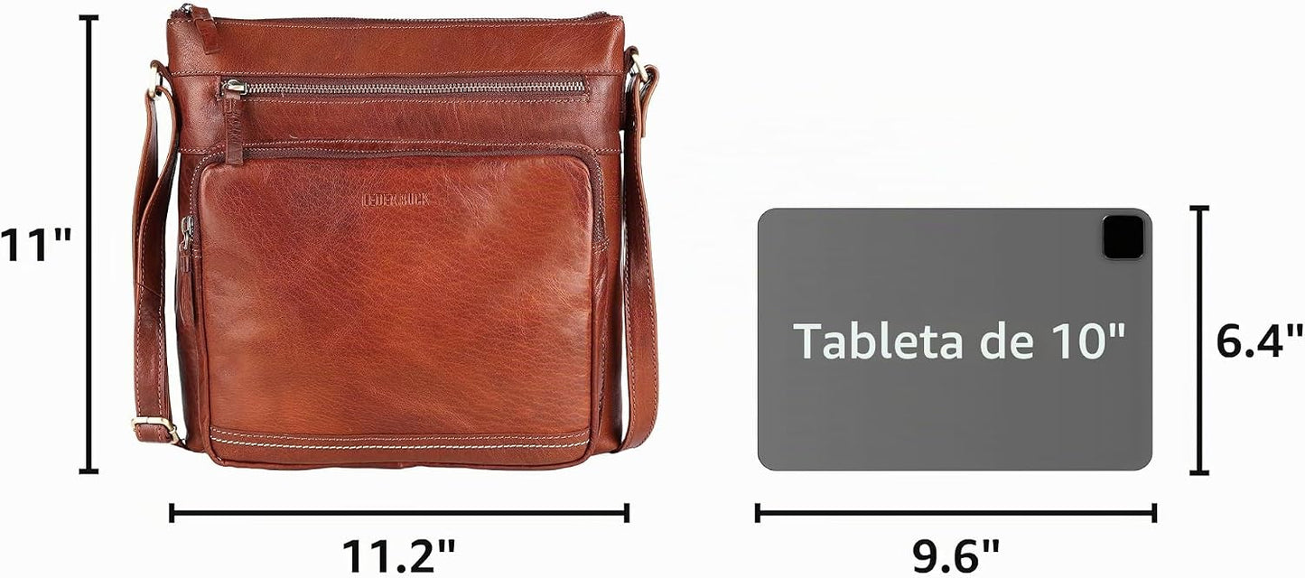 LEDERBUCK Olga - Bolso bandolera extragrande de piel auténtica para...