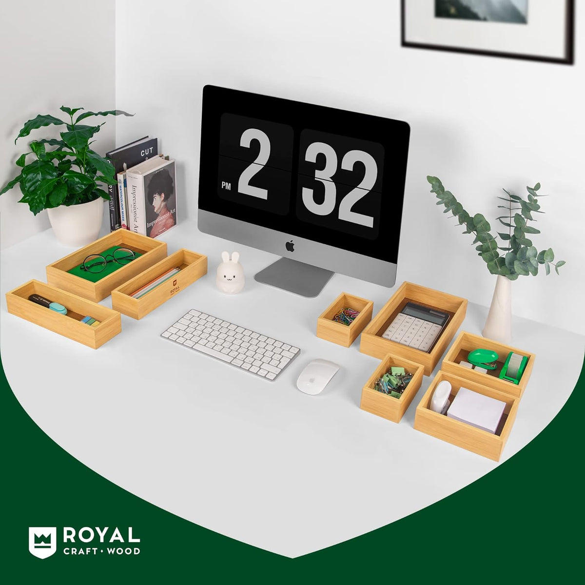 ROYAL CRAFT WOOD Juego de caja organizadora de joyas de bambú y cof...