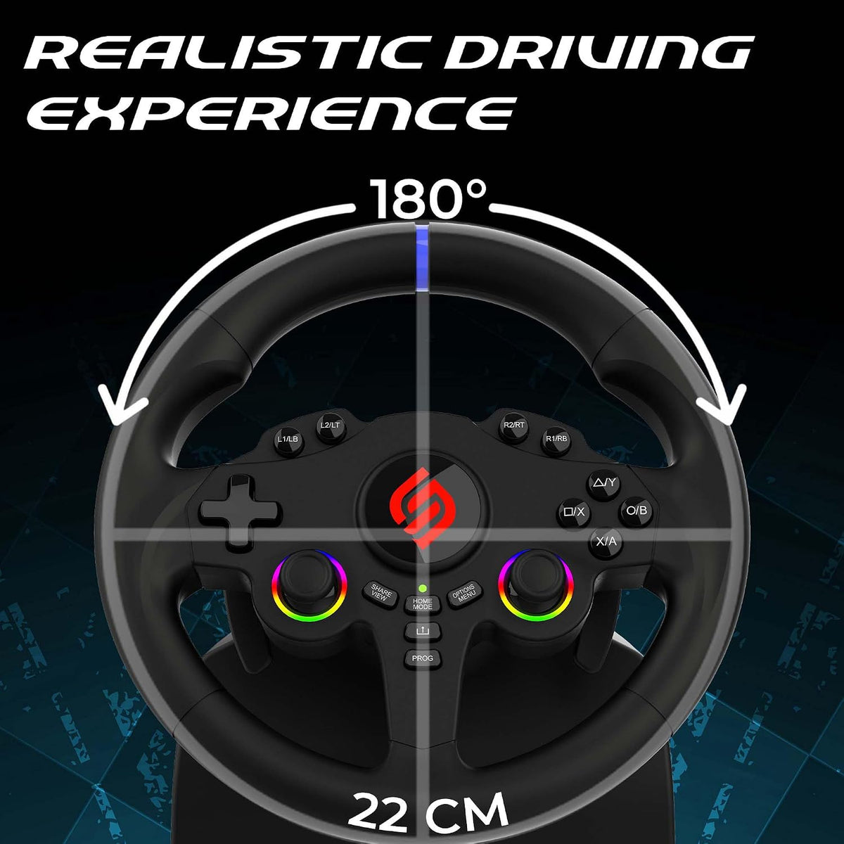 SUBSONIC Racing 220RS-5 RGB Volante para juegos PS5 y PC \u2013 Ped...
