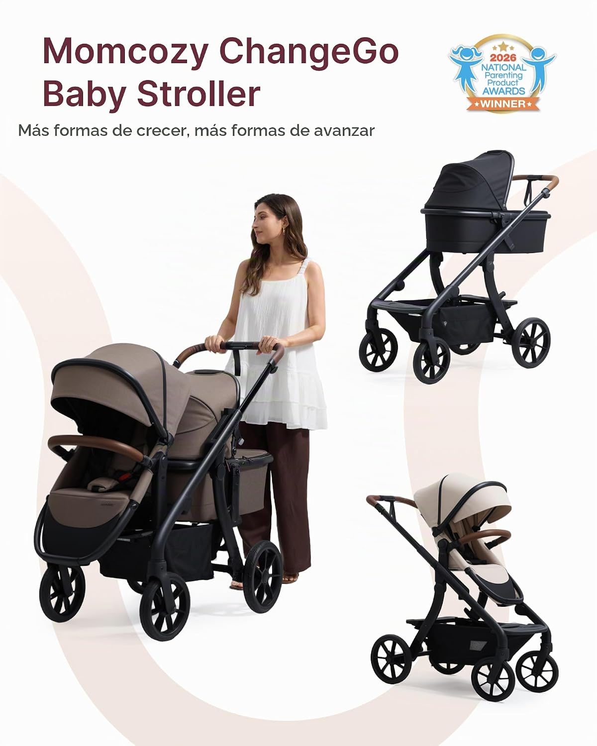 Momcozy ChangeGo - Cochecito de bebé, cochecito convertible de una...
