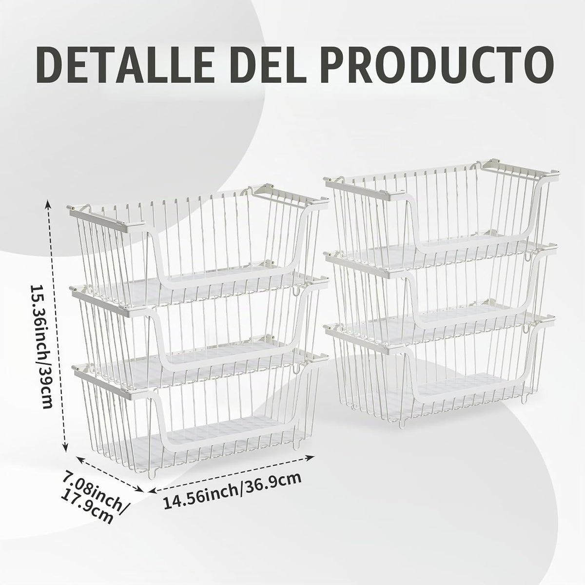 GAOKASE 6 cestas apilables de alambre para organizadores y almacena...
