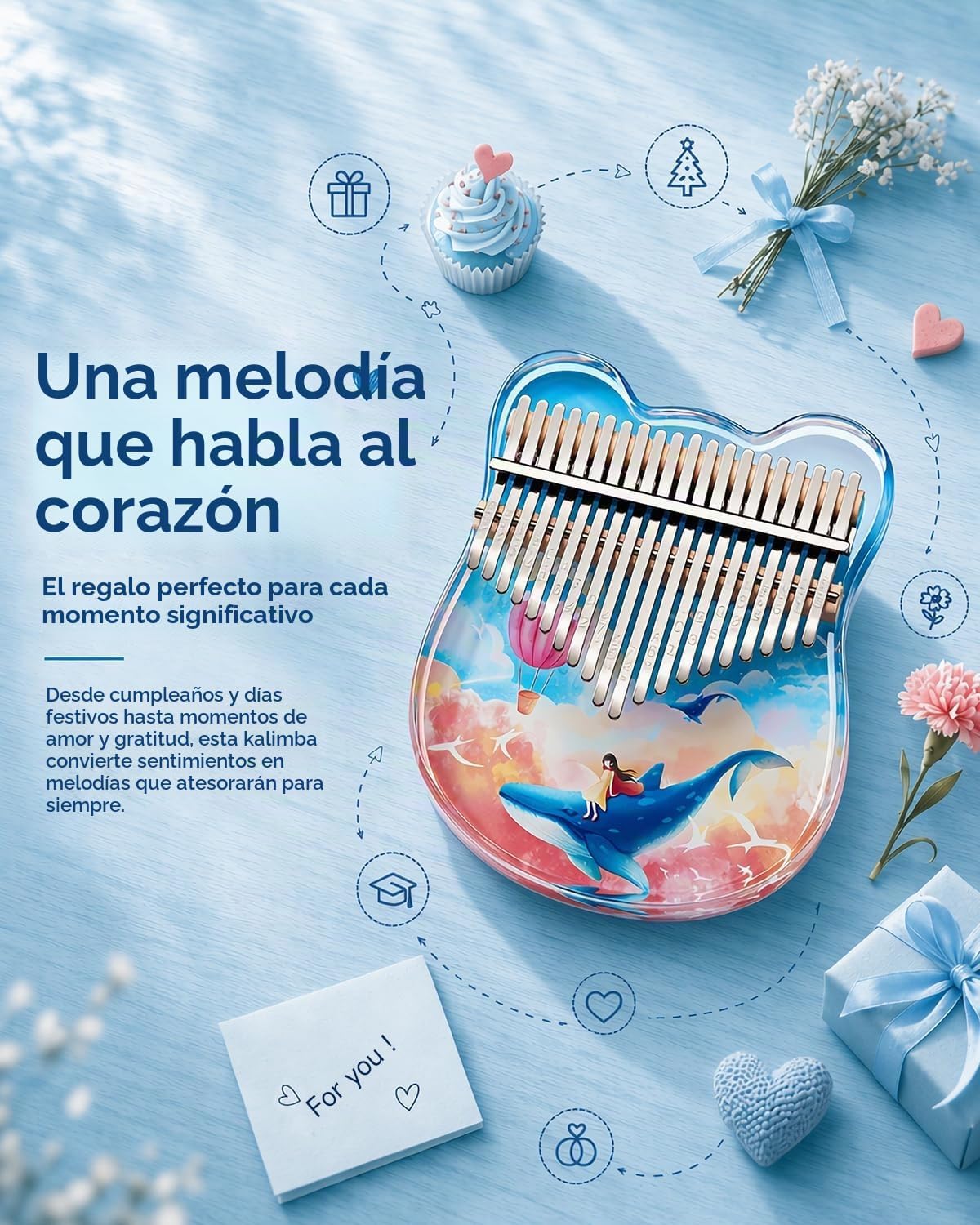 Stormee Kalimba - Piano de pulgar con 21 teclas, instrumento musica...