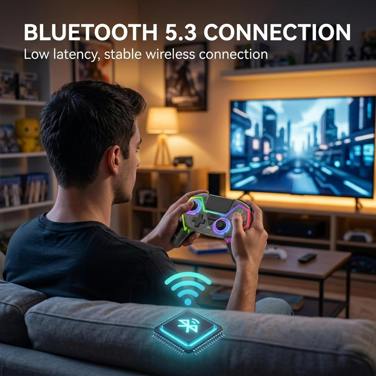 Mando inalámbrico Fyvra compatible con PS5, PS5 Slim, PS5 Pro, PC,...