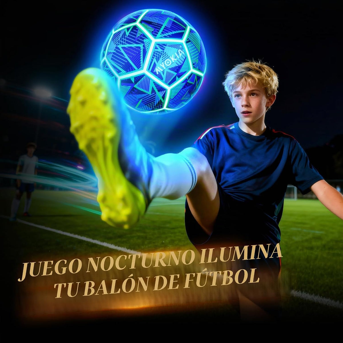 MYOKIA Balón de fútbol de tamaño 5 con luz RGB recargable que brill...