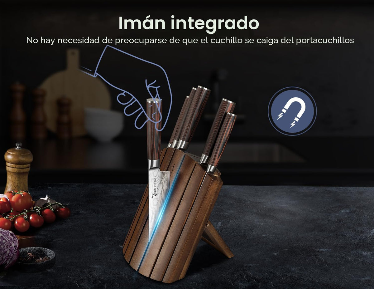 Juego de cuchillos SYOKAMI 7 piezas, juego de cuchillos de cocina e...