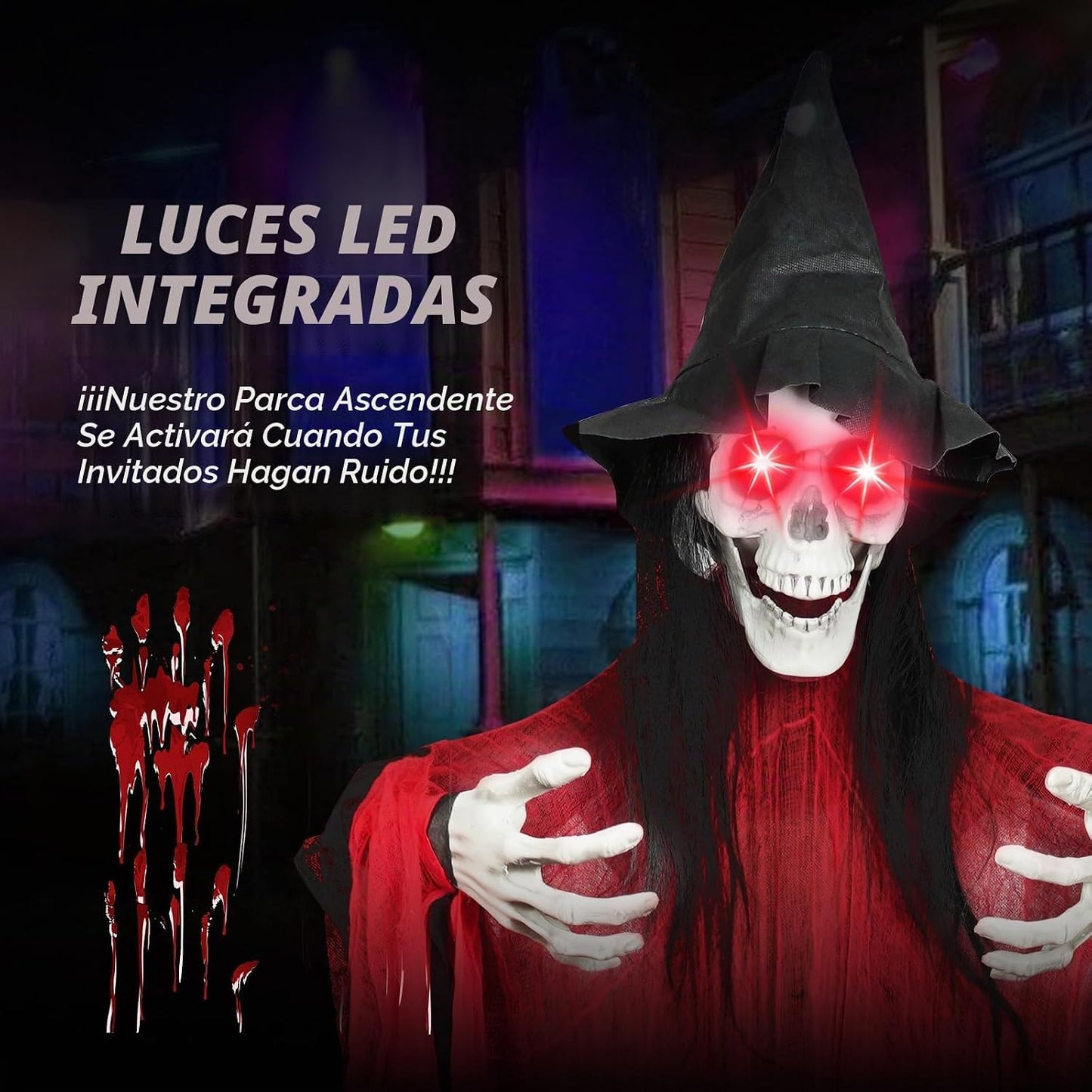 Decoraciones de Halloween de 74.8 pulgadas para exteriores, bruja e...