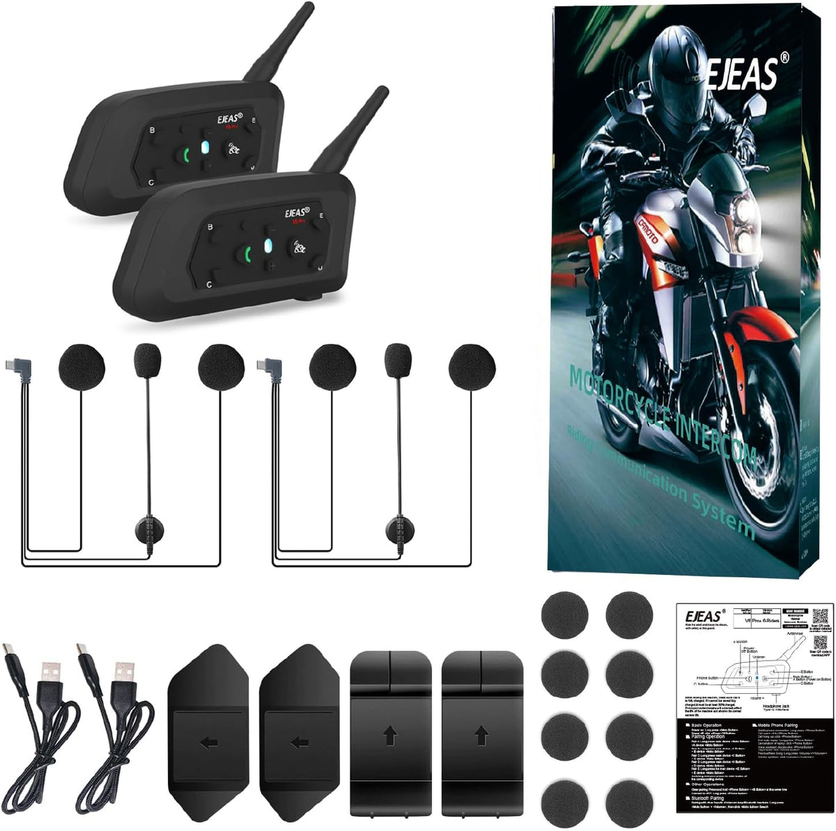Novamente V6 Pro+ - Casco de motocicleta Bluetooth Intercomunicador...