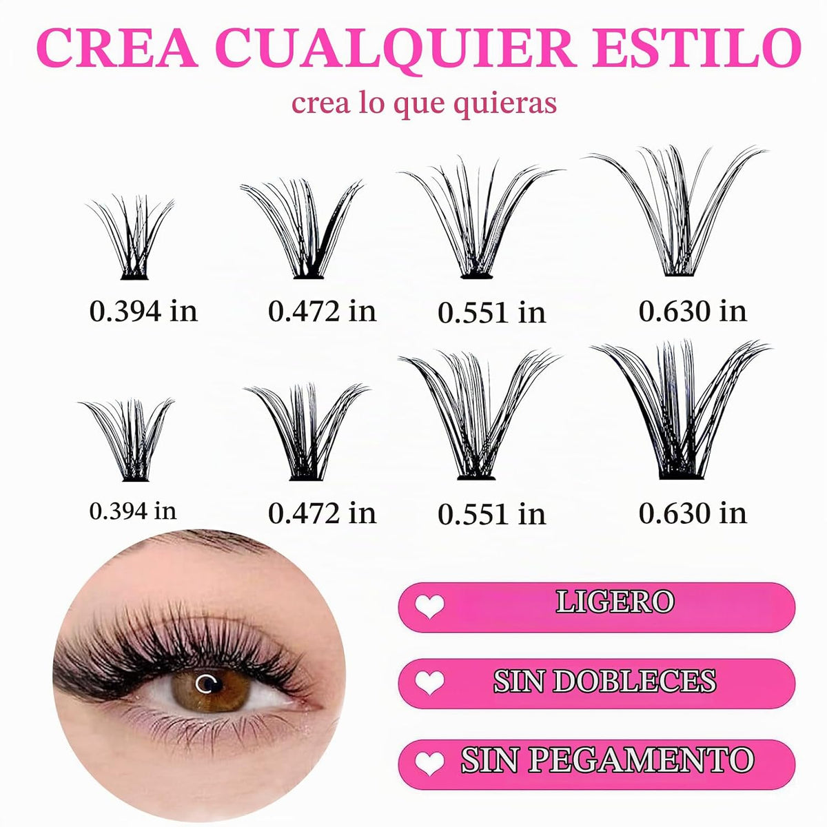 SLSXNL Extensiones de pestañas en racimo D de 10-16 mm, 30D 40D, 24...