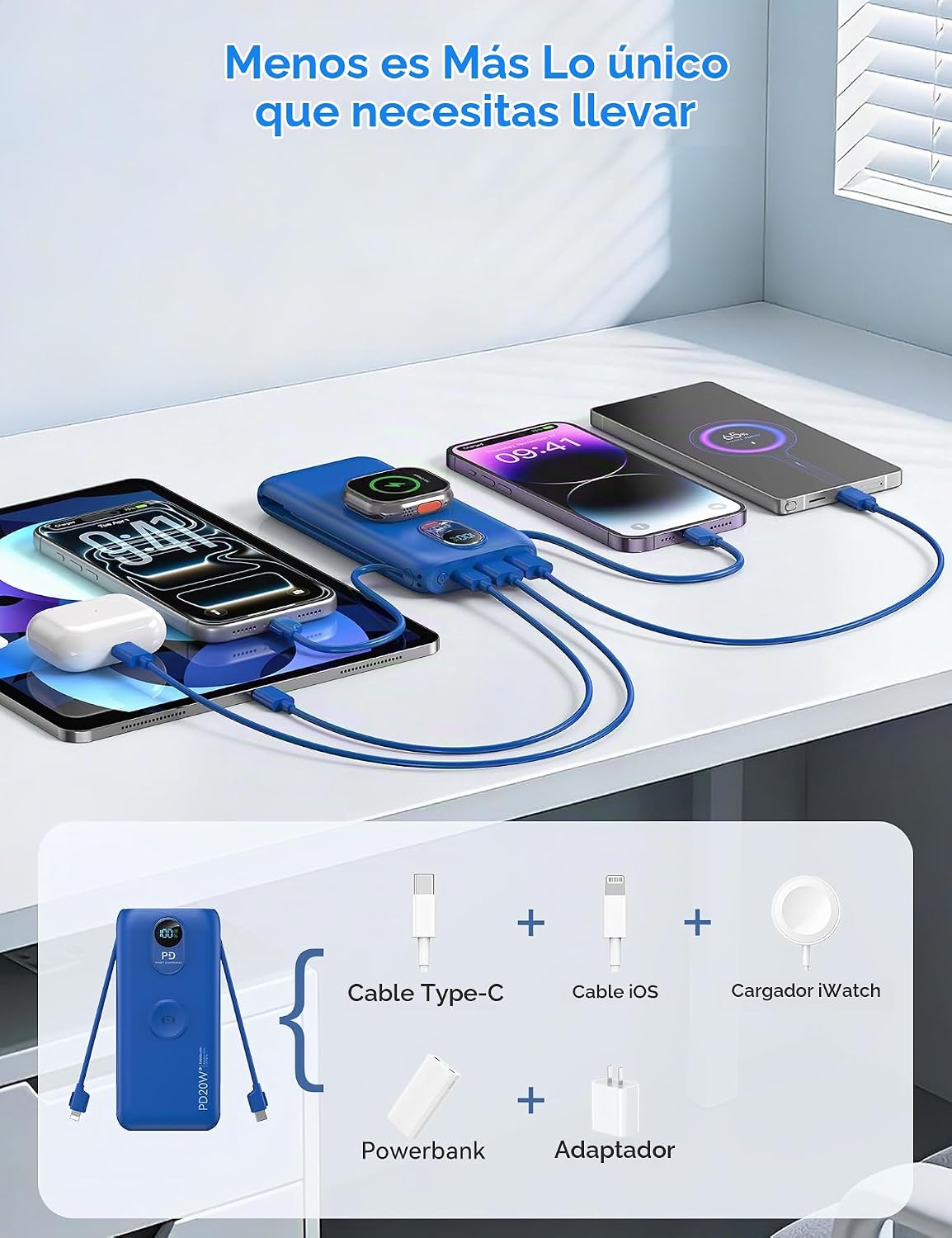 LENGSUM Cargador portátil, cargador de batería de carga rápida de 1...