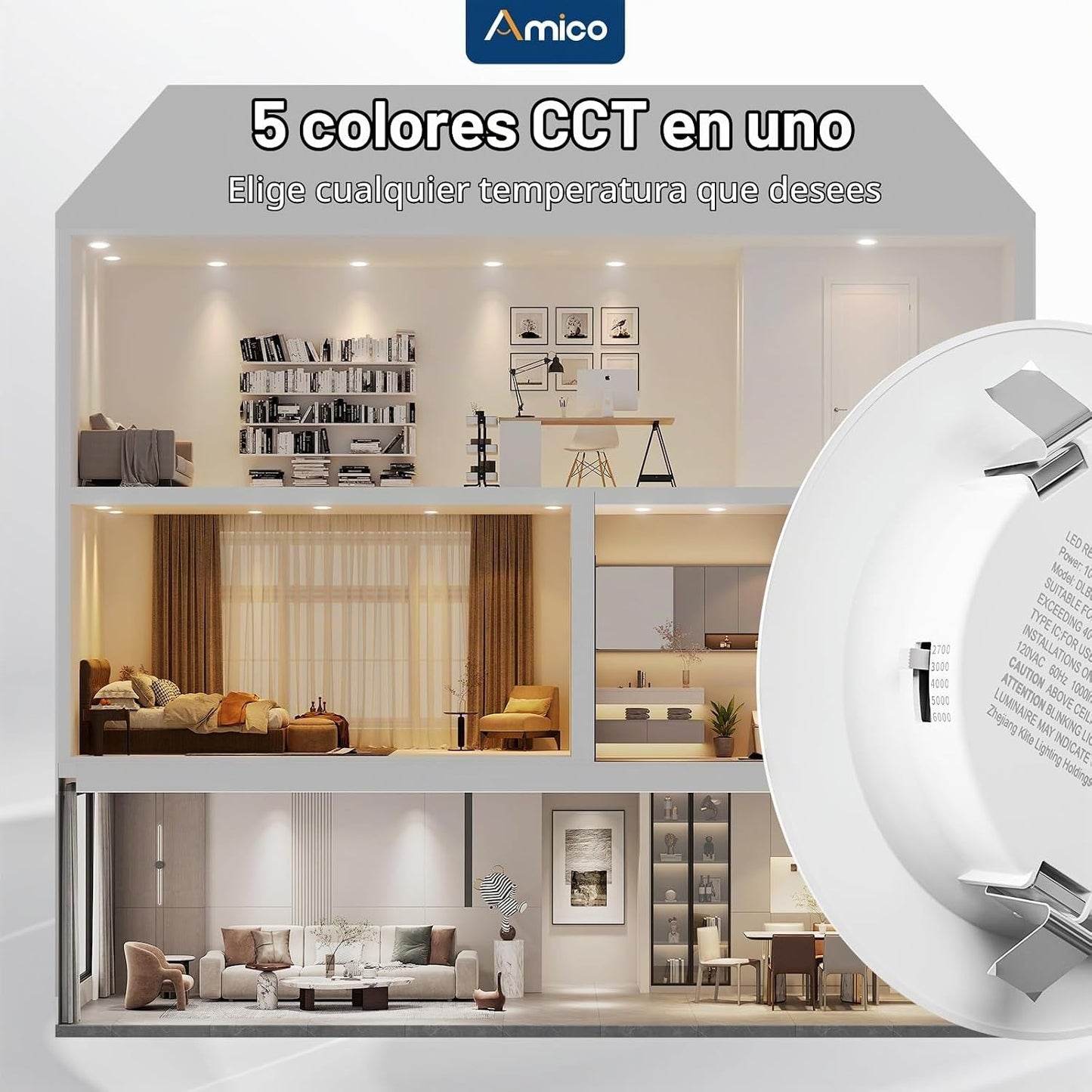 Amico Iluminación empotrada de 4 pulgadas, paquete de 12 luces LED...