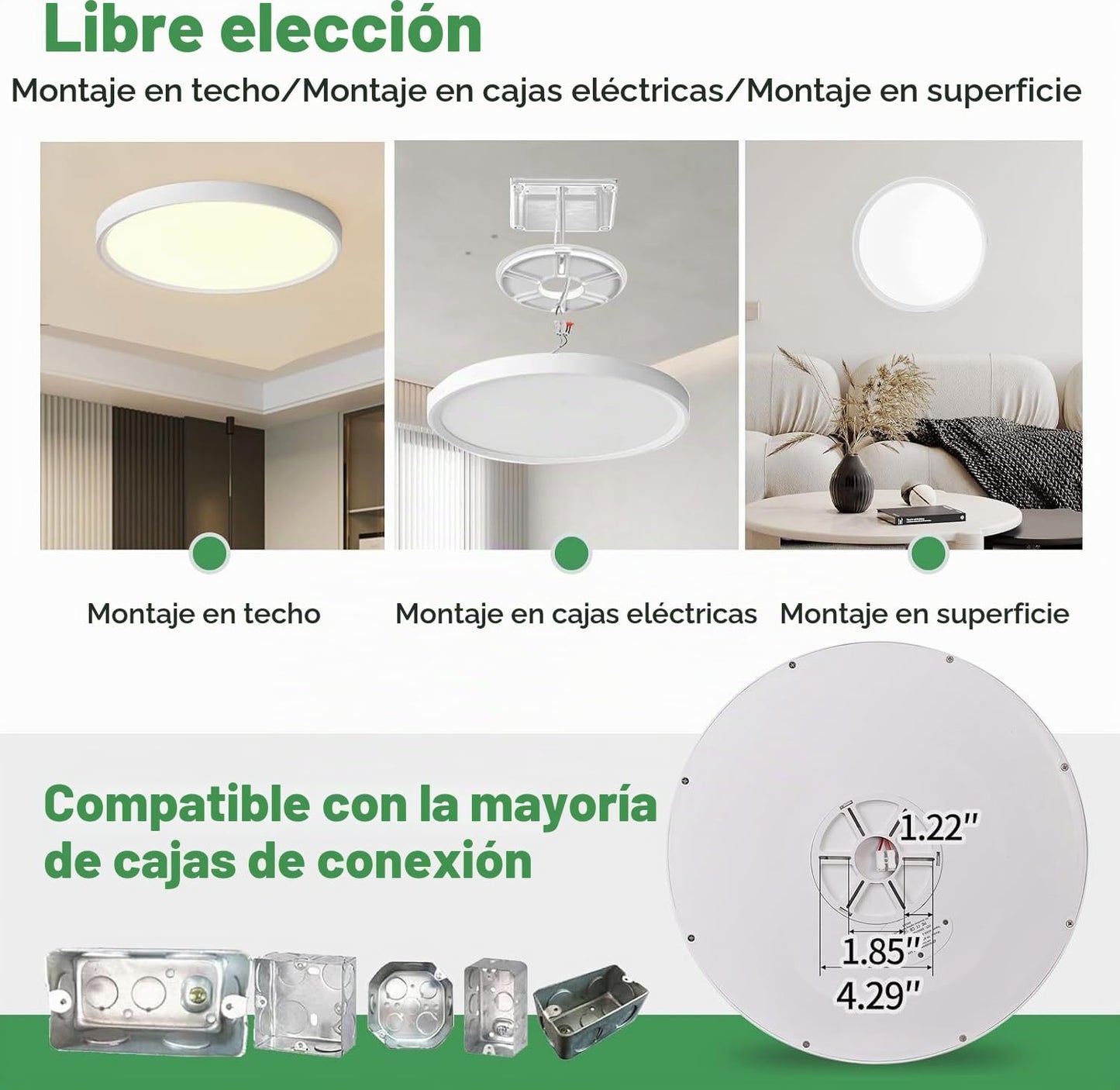 6PK - Lámpara LED de techo empotrada de 12 pulgadas, 24 W, 2520 LM,...