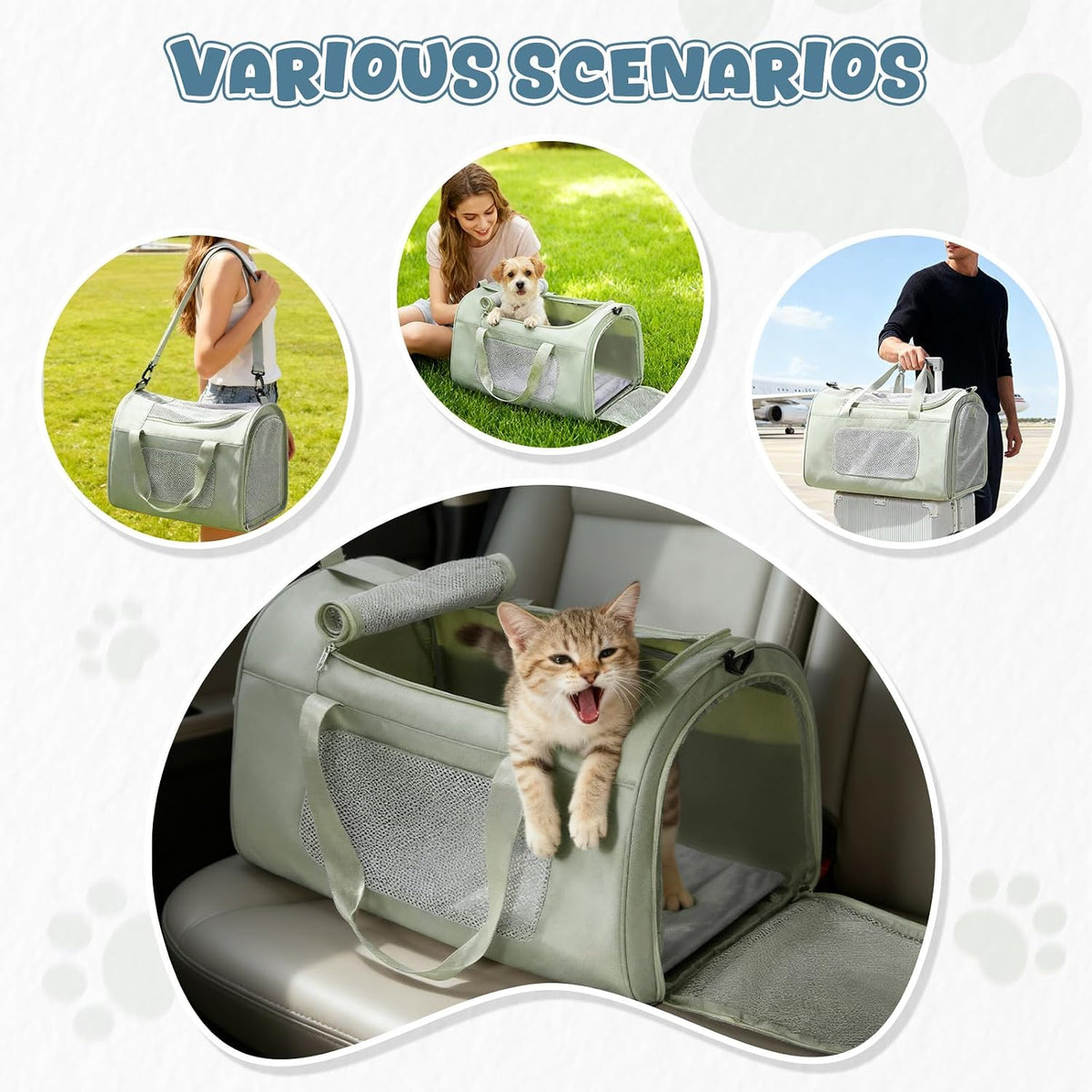 WEPLAN Estuche de transporte extragrande para gatos y perros, bolsa...