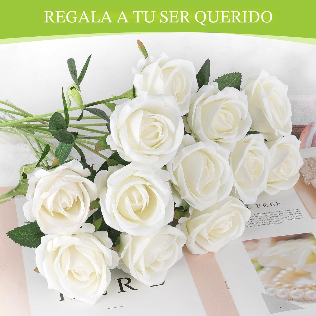 Hananona Rosas artificiales a granel, rosas de seda de terciopelo f...