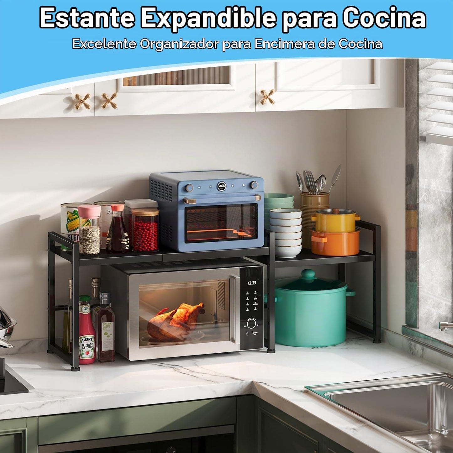 Estantes de almacenamiento de metal expandibles de 44.3 pulgadas, u...