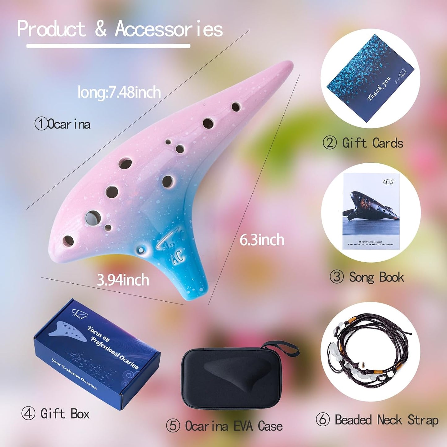 Ocarina \u201COcean Notes\u201D de 12 agujeros, forma de batata, ce...