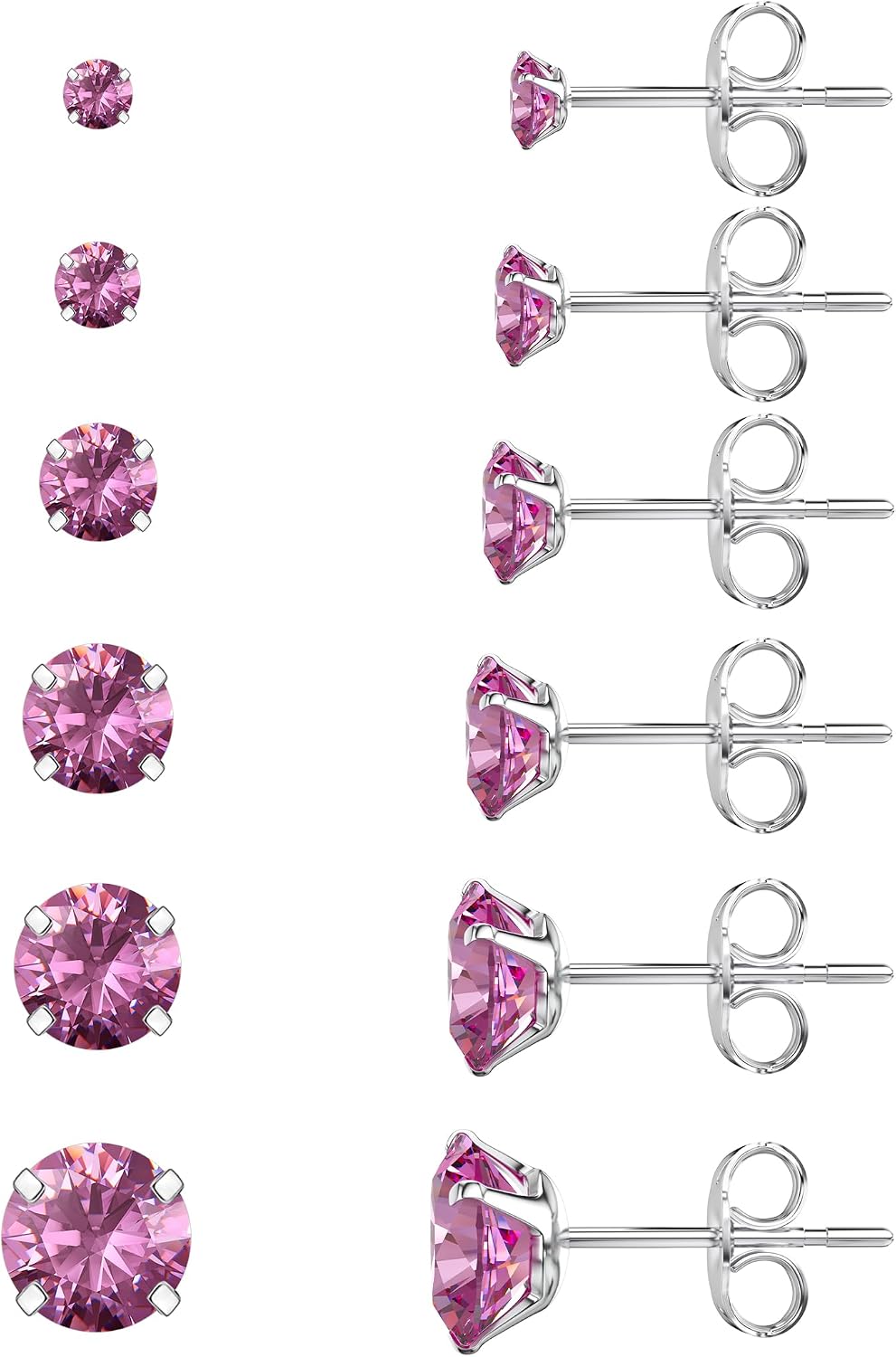 Juego de 6 pares de aretes, aretes hipoalergénicos de circonita cúb...