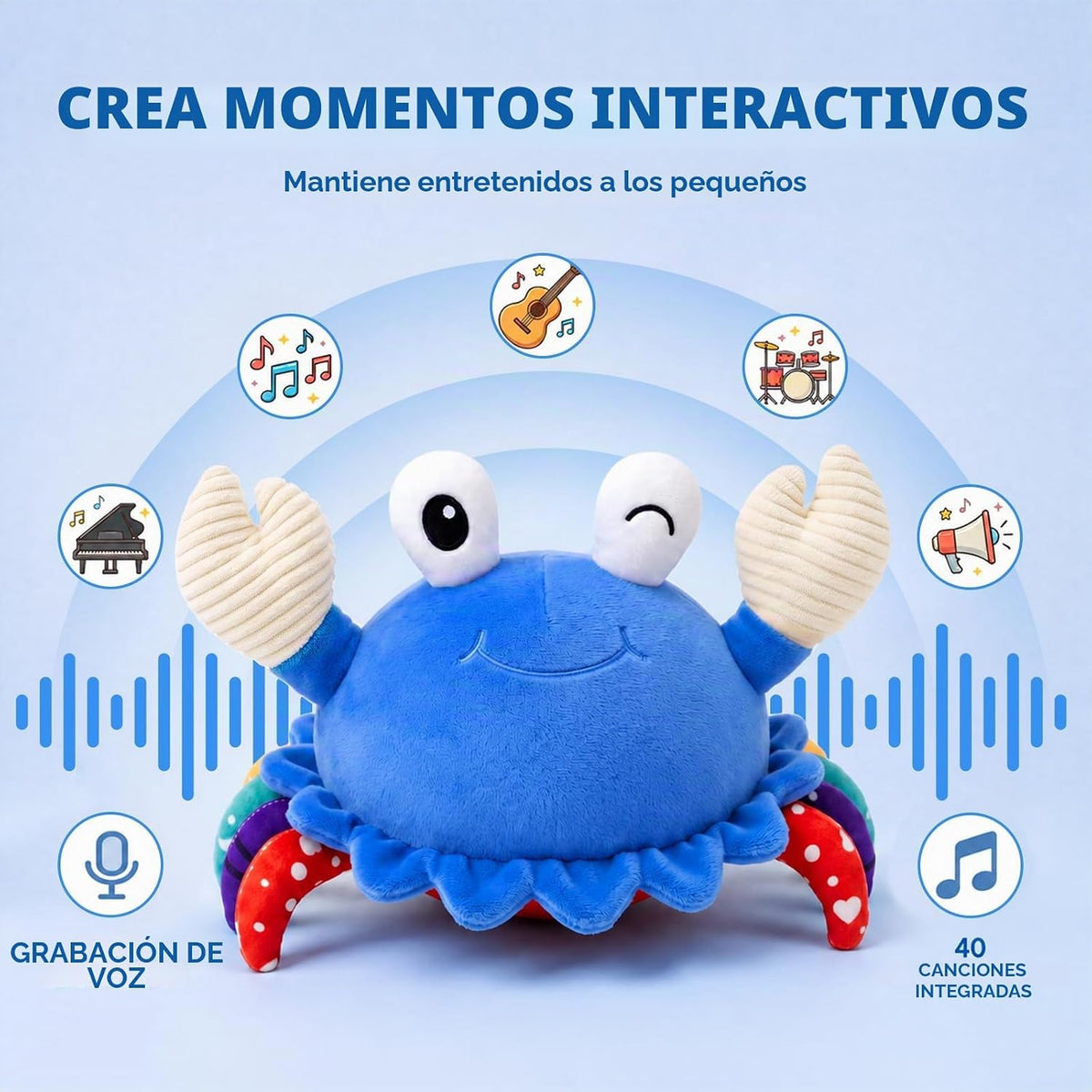 Juguete para bebé de cangrejo gateante, juguete interactivo para be...