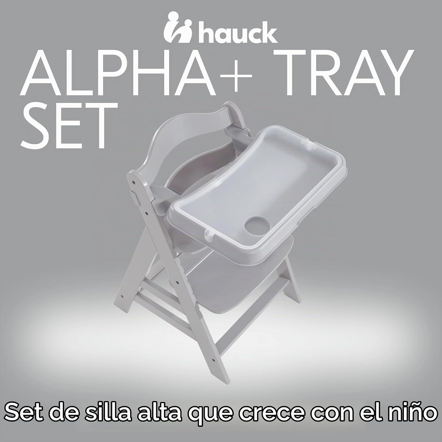 hauck Alpha+ Grow Along - Silla alta con mesa con bandeja, color gr...
