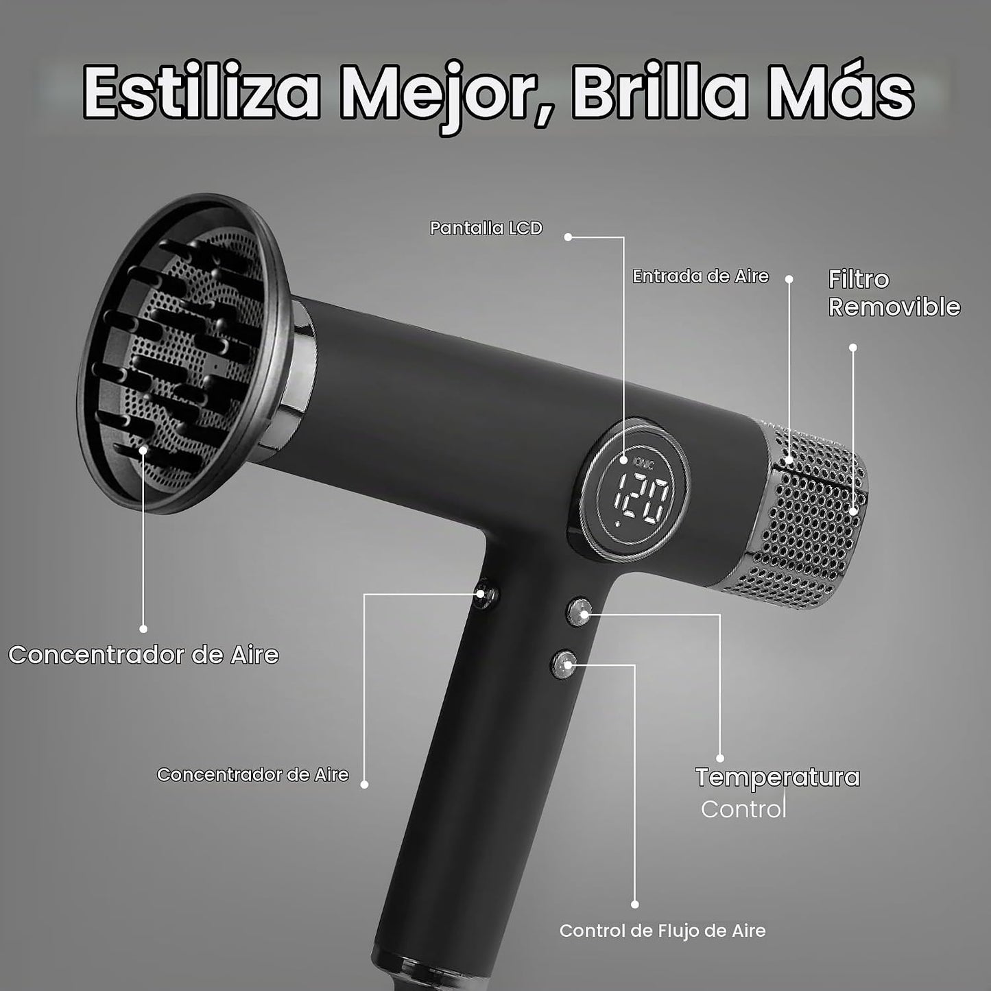 be beautiful extensions Secador de pelo para salón-1800W de alta ve...