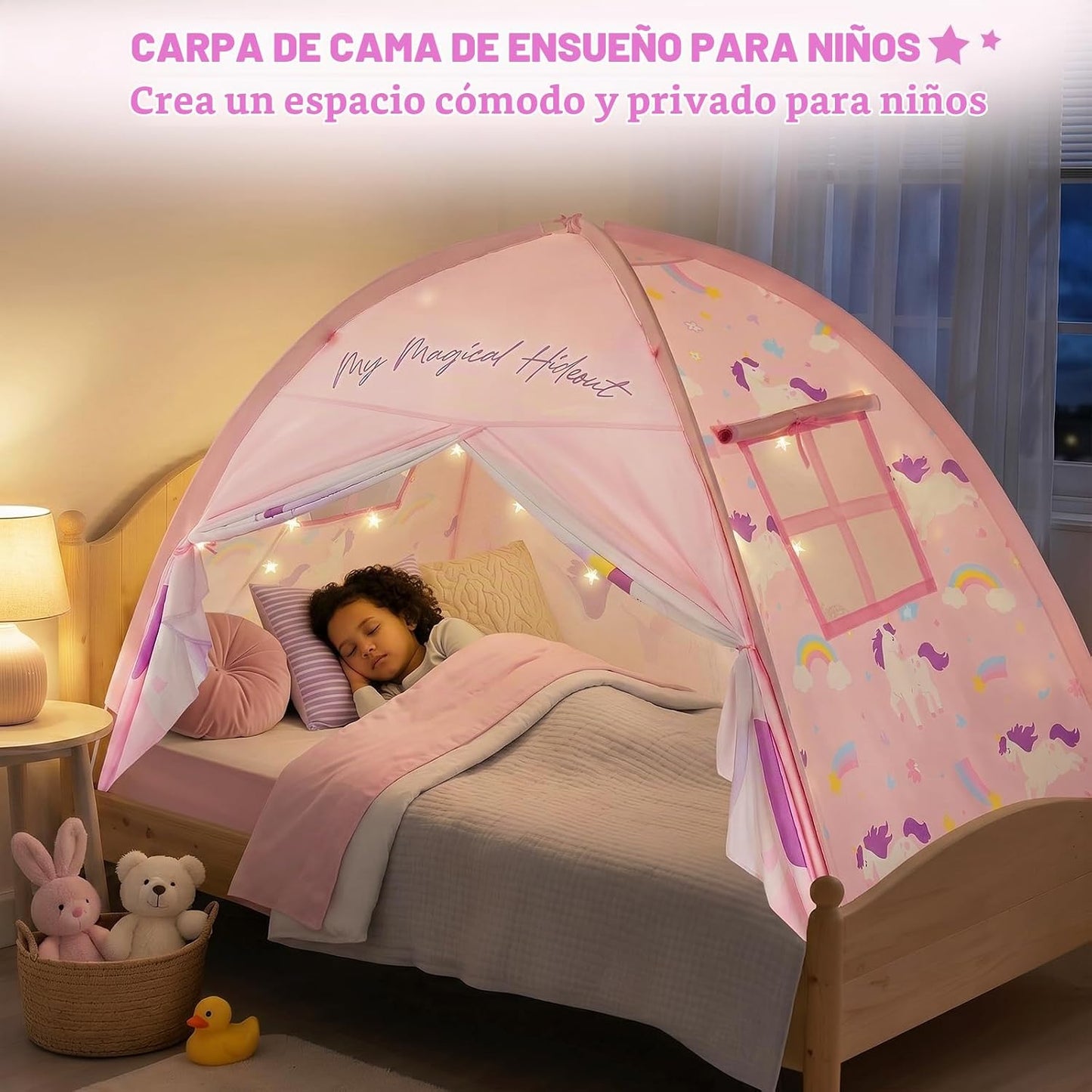 PIIKAGO Tienda de campaña de cama doble para niños, dosel de cama d...