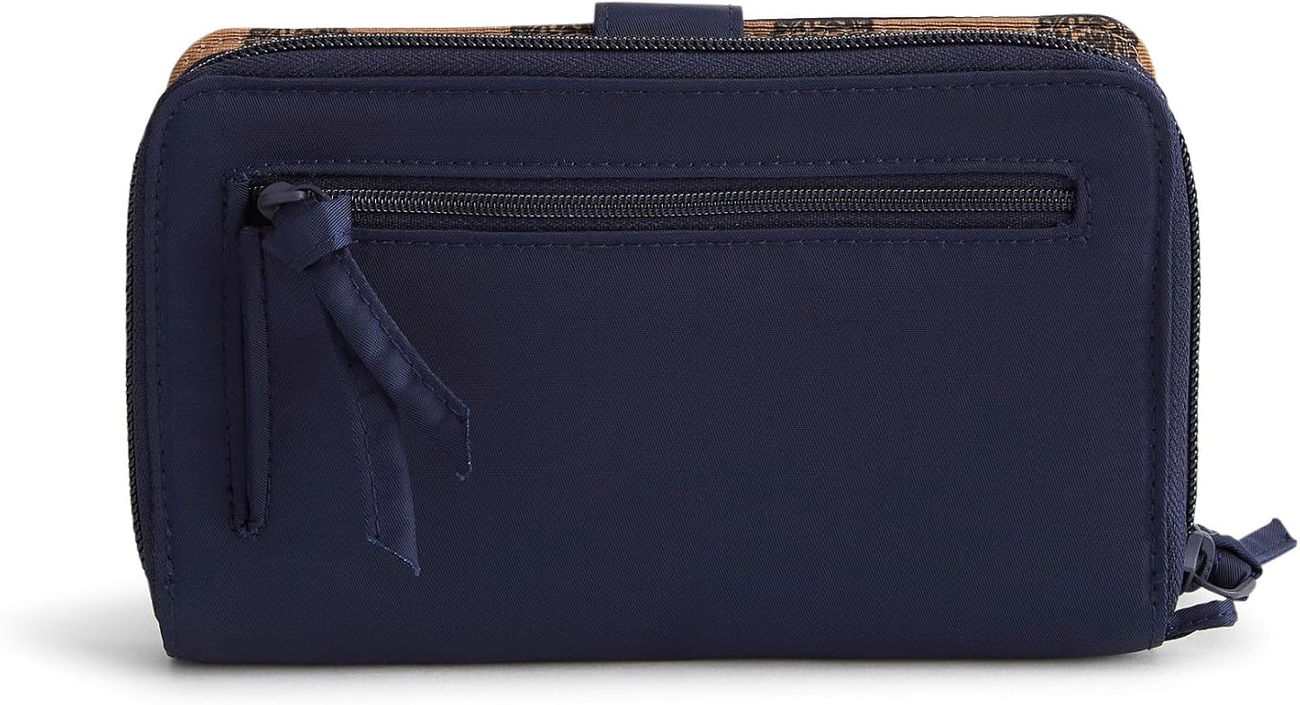 Vera Bradley - Cartera grande de mujer con solapa premium de algodón