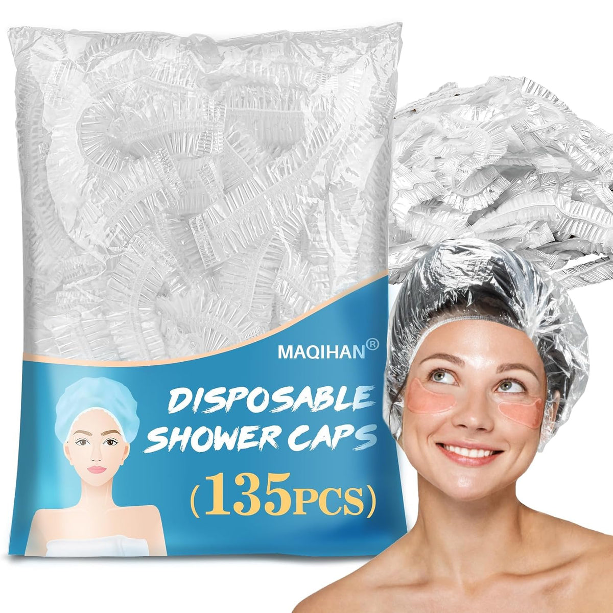 MAQIHAN 100 gorros de ducha desechables grandes \u2013 20.5 pulgada...