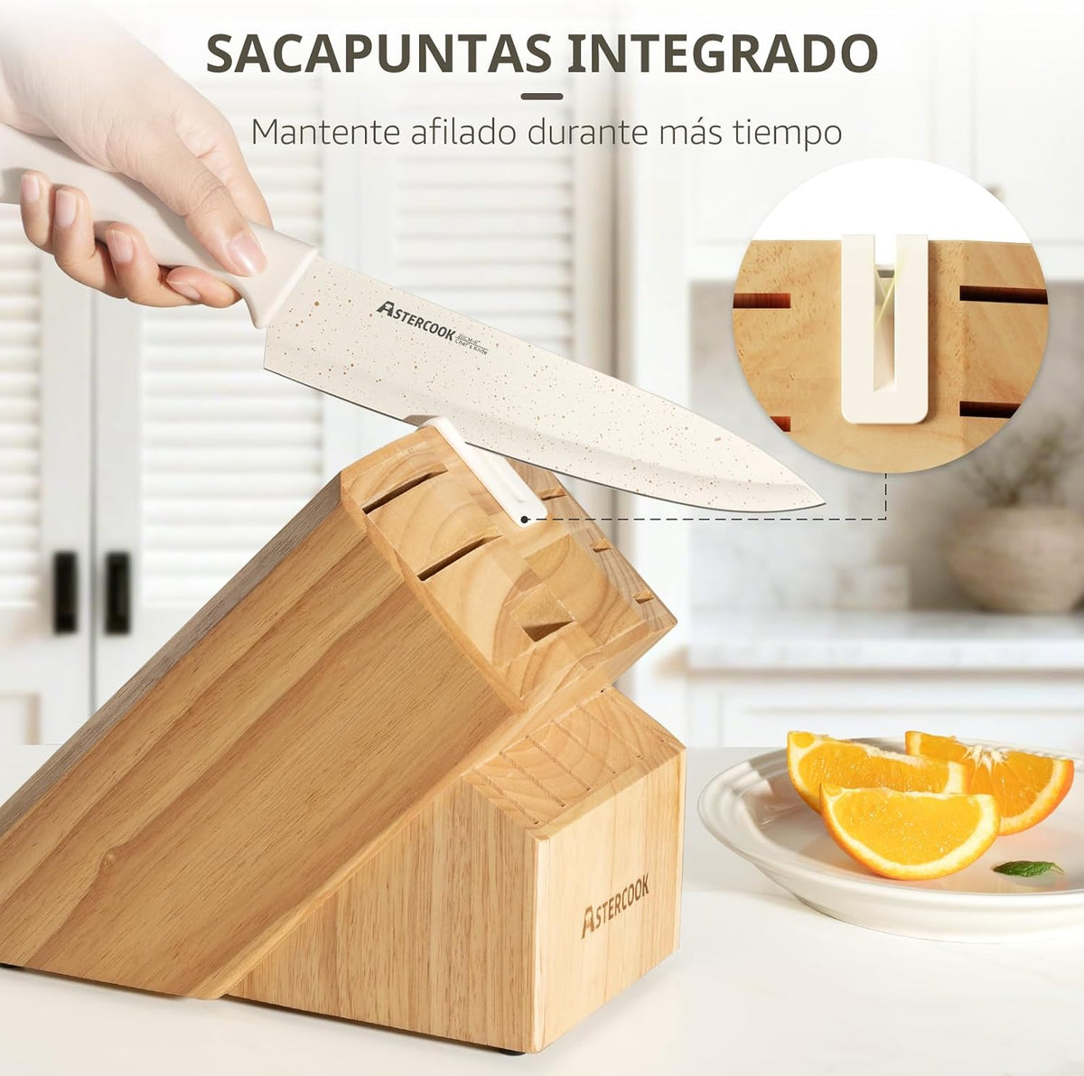 Astercook - Juego de cuchillos de cocina de 15 piezas con bloque de...