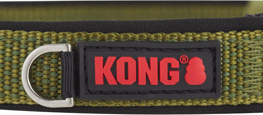 KONG Comfort - Collar de perro acolchado de alta calidad (M, verde)